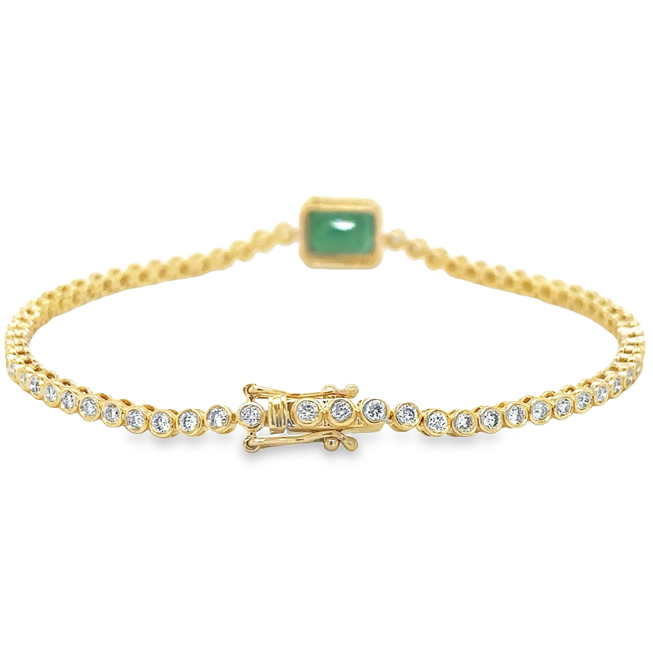 Pulsera De Tenis Oct Esmeralda De 14 Quilates Y Diamantes 2.59 Ct.