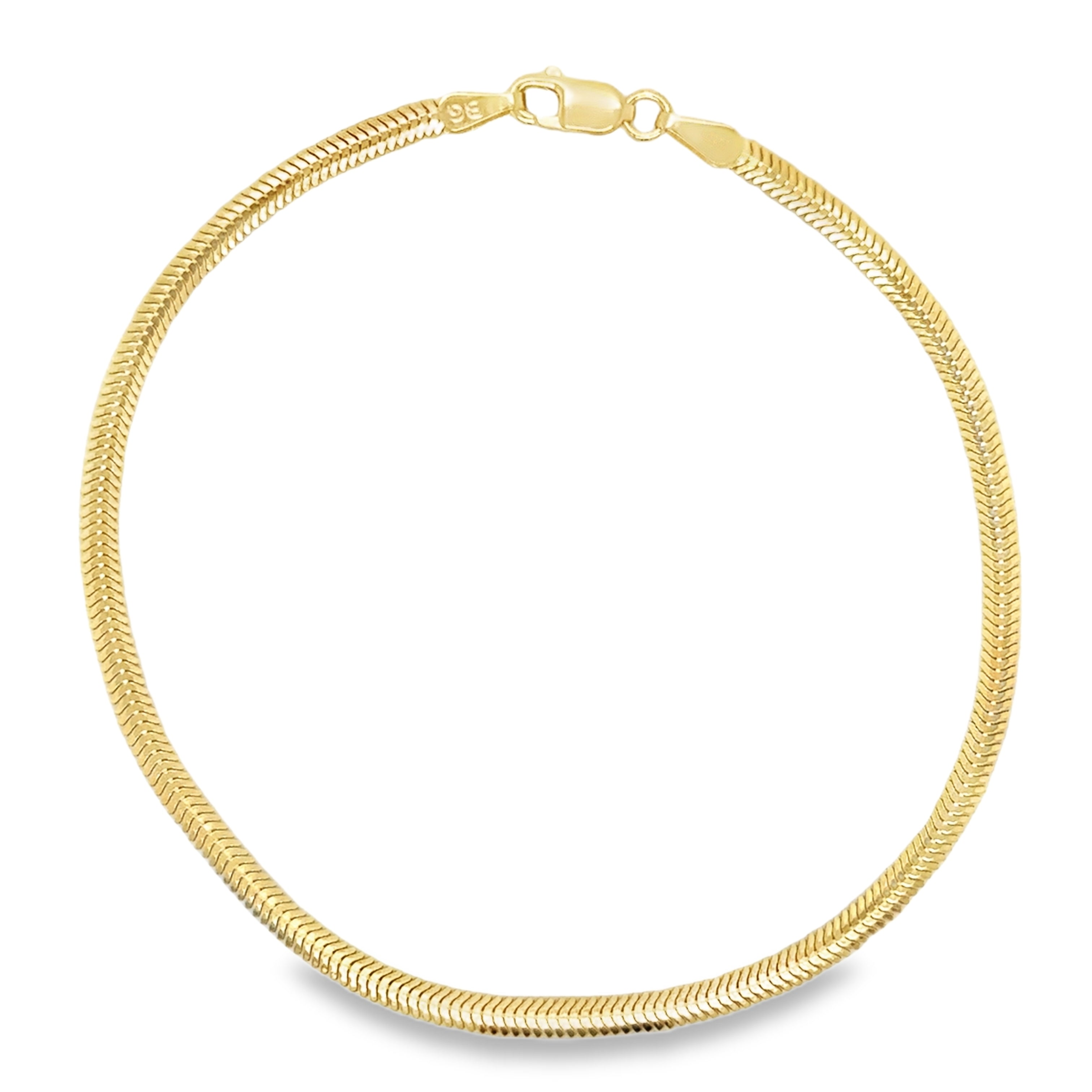Pulsera De Serpiente Plana De Oro Amarillo De 14Kt 7"  2.40 G