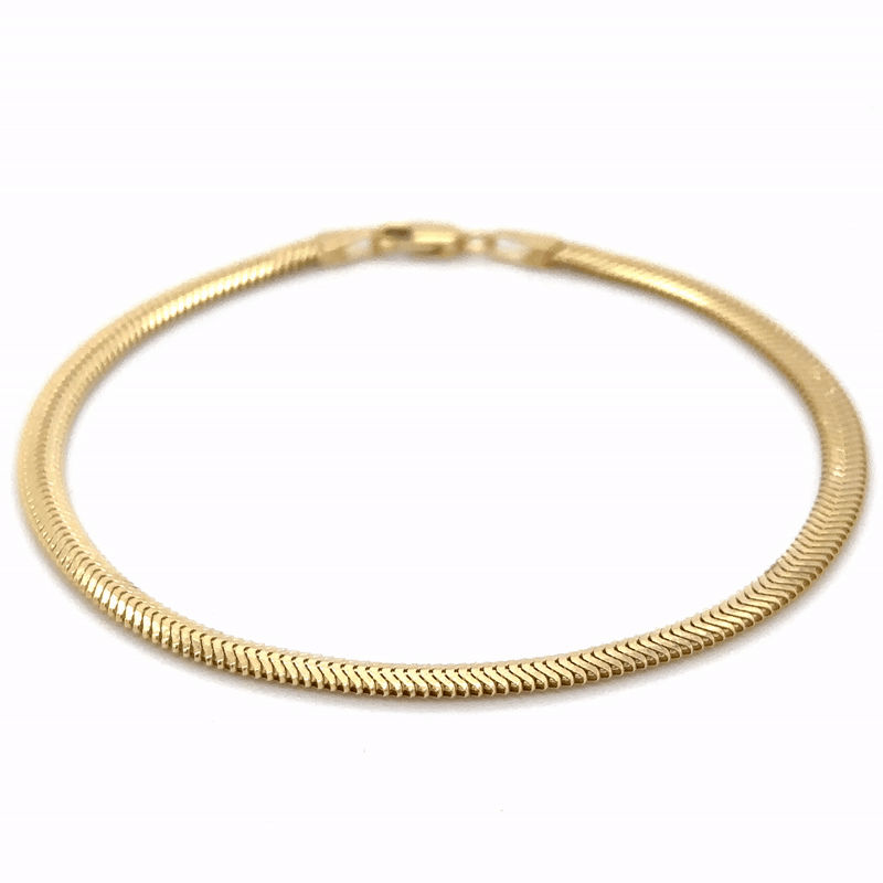 Pulsera De Serpiente Plana De Oro Amarillo De 14Kt   4.00 G