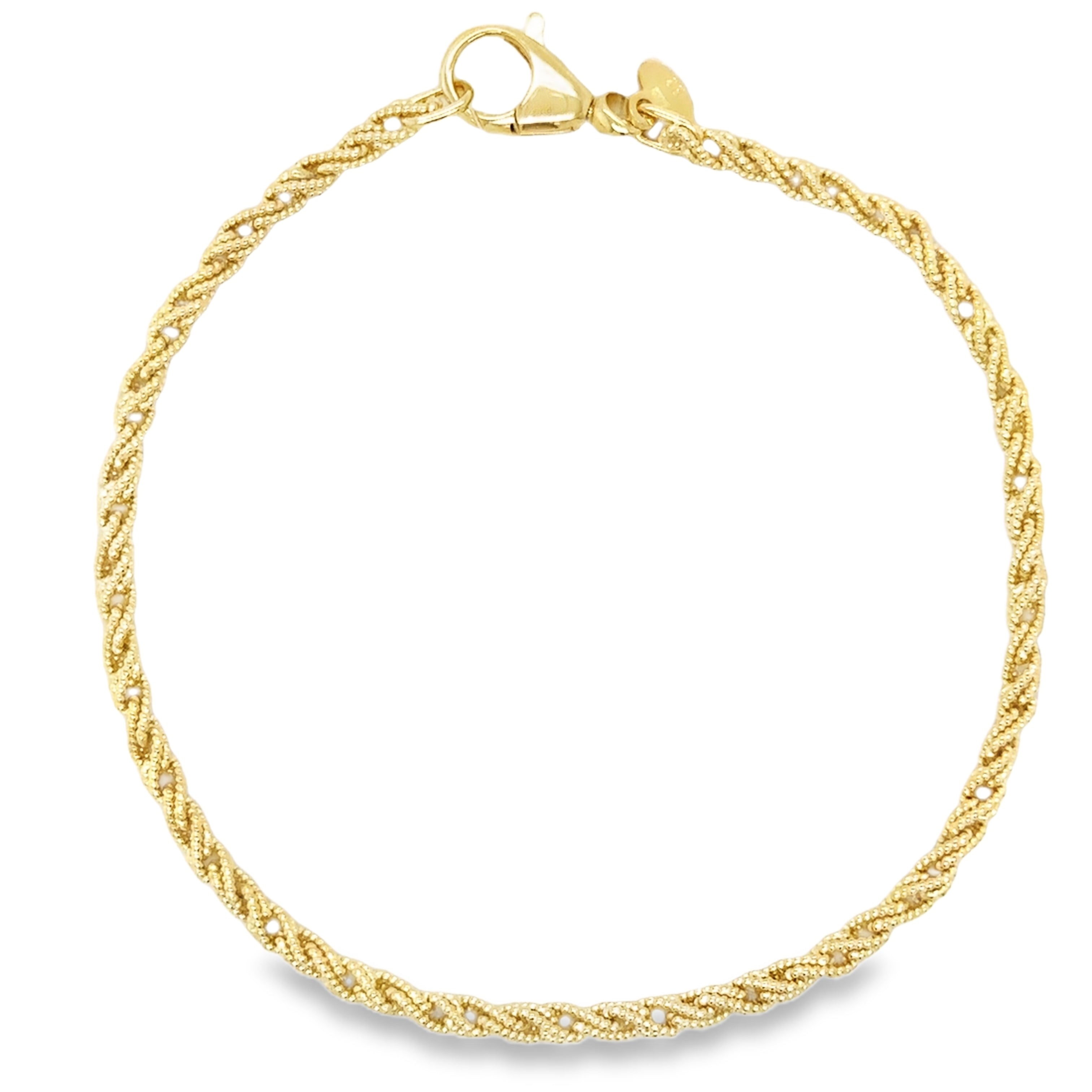 Pulsera De Cadena De Cuerda De Oro Amarillo De 14Kt 7.5"  7.65 G