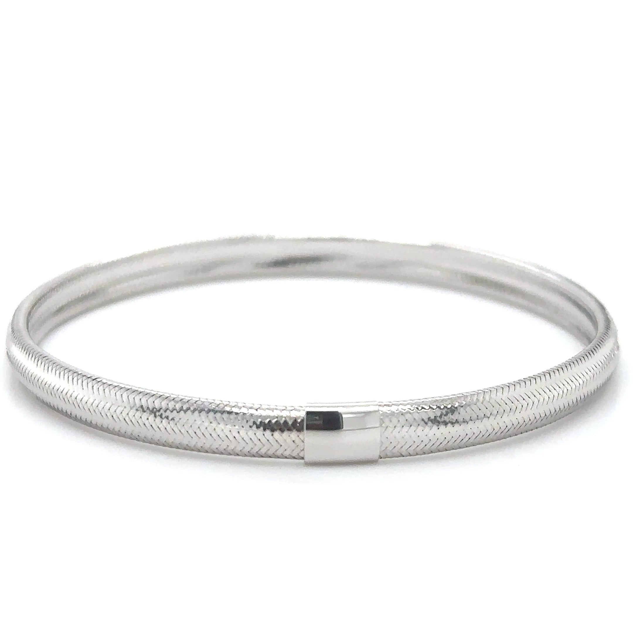 Brazalete Elástico De Oro Blanco De 14 K  TCW.