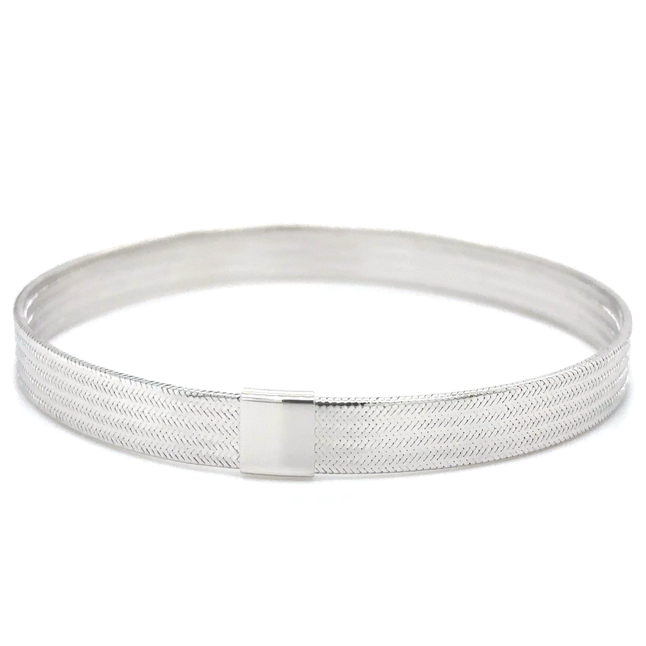 Brazalete Elástico De Oro Blanco De 14K  1.80 G