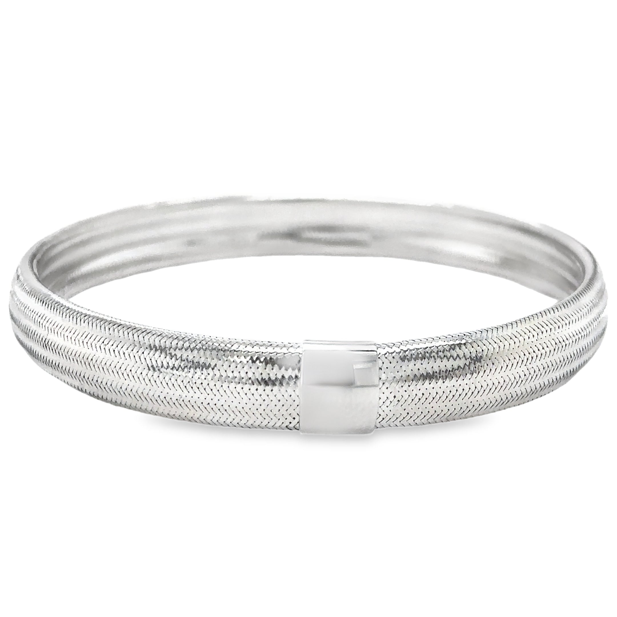 Brazalete Elástico De Oro Blanco De 14K  2.55 G