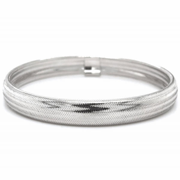 Brazalete Elástico De Oro Blanco De 14K  2.55 G