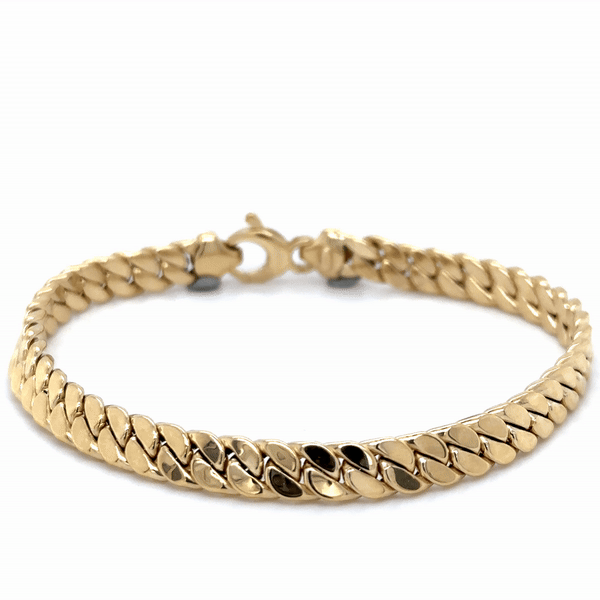 Pulsera Cubana De Oro Amarillo De 14Kt   5.75 G