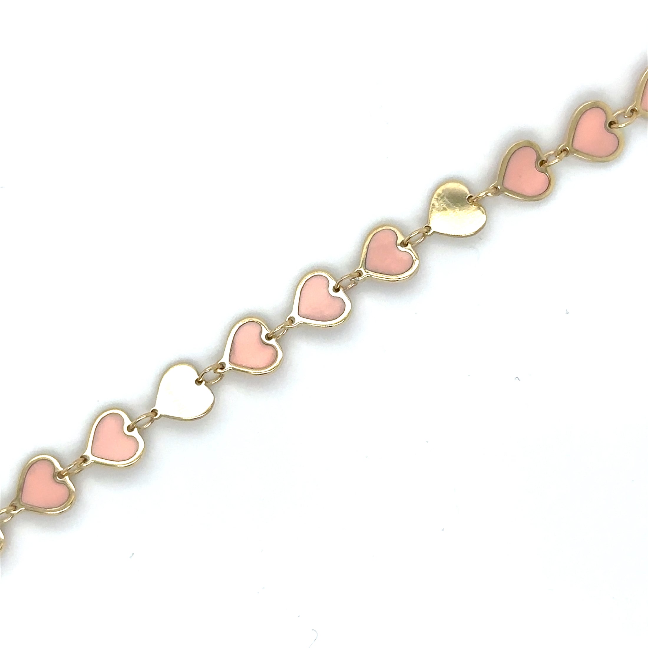 Pulsera Con Corazón De Ópalo Rosa En Oro Amarillo De 14 K De   TCW.