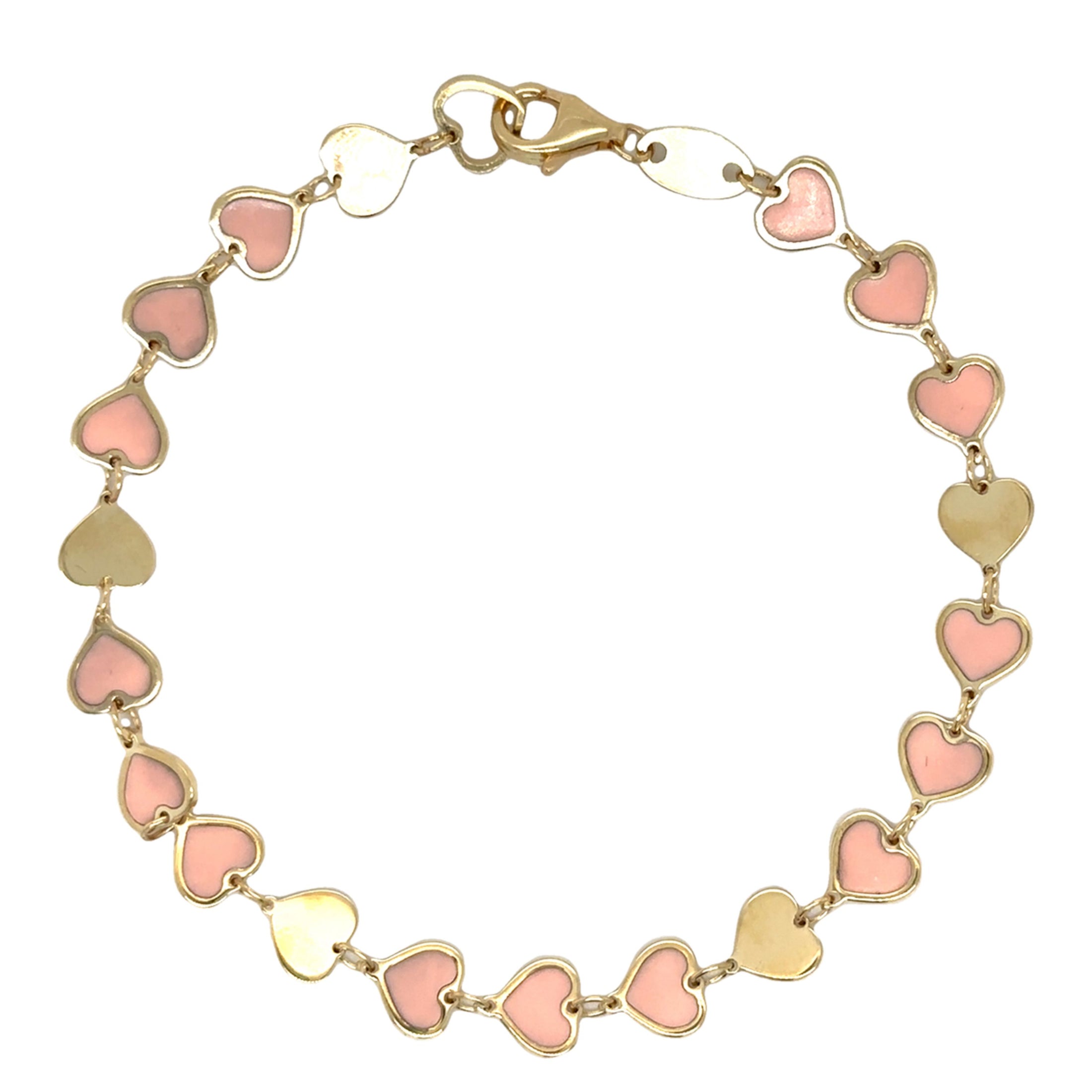 Pulsera Con Corazón De Ópalo Rosa En Oro Amarillo De 14 K De   TCW.