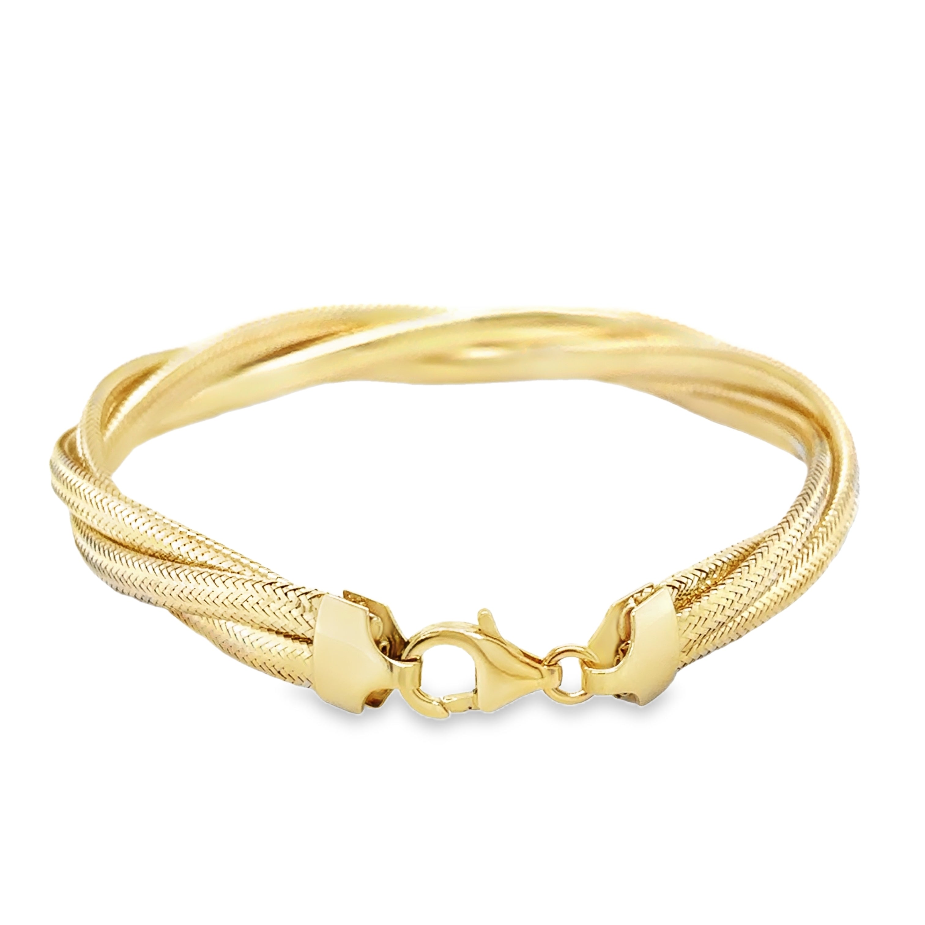 Pulsera Trenzada Elástica De Oro Amarillo De 14Kt  3.85 G