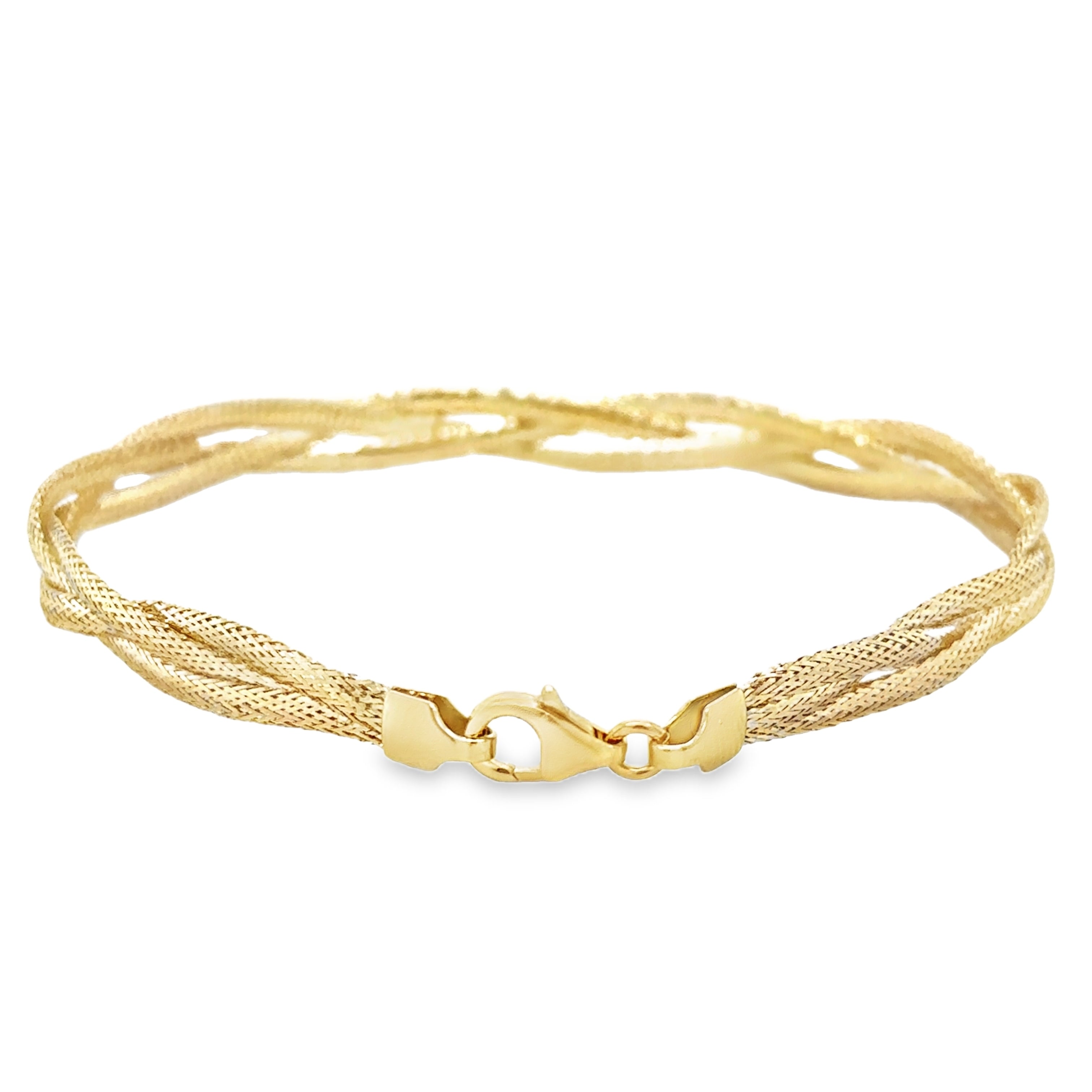 Pulsera Trenzada Elástica De Oro Amarillo De 14Kt  1.80 G