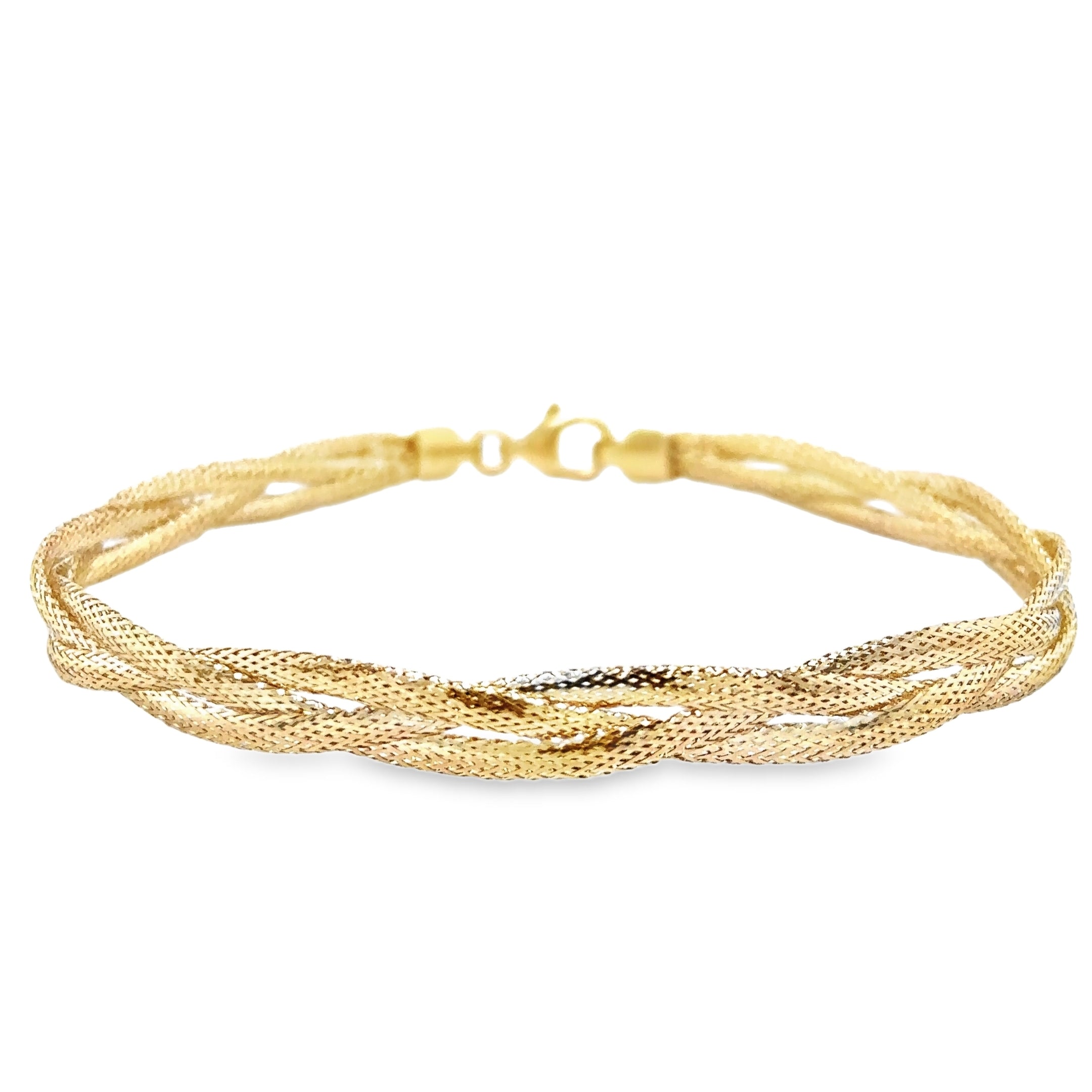 Pulsera Trenzada Elástica De Oro Amarillo De 14Kt  1.80 G