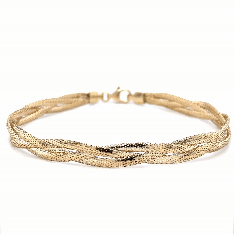 Pulsera Trenzada Elástica De Oro Amarillo De 14Kt  1.80 G