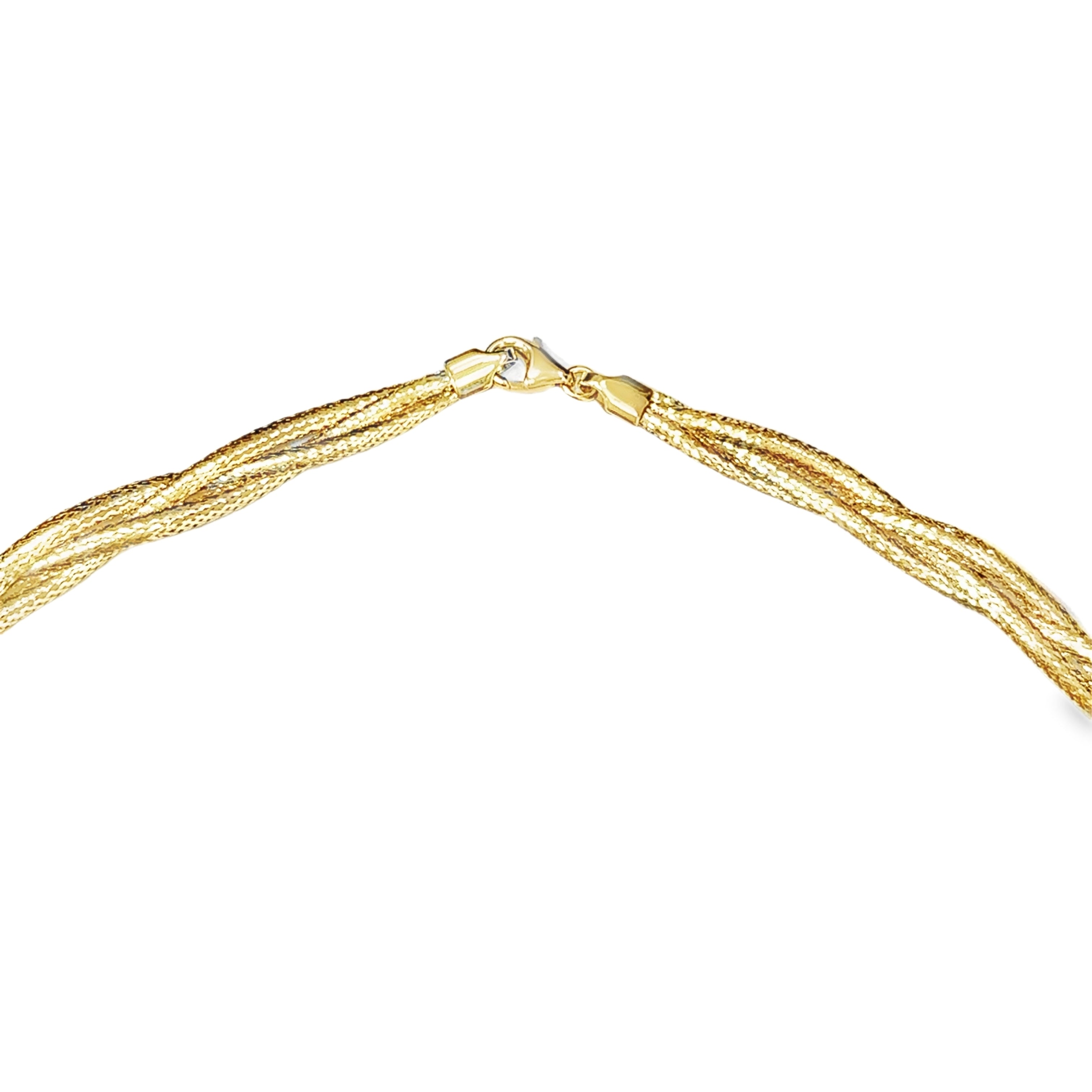 Collar Trenzado Elástico De Oro Amarillo De 14Kt
