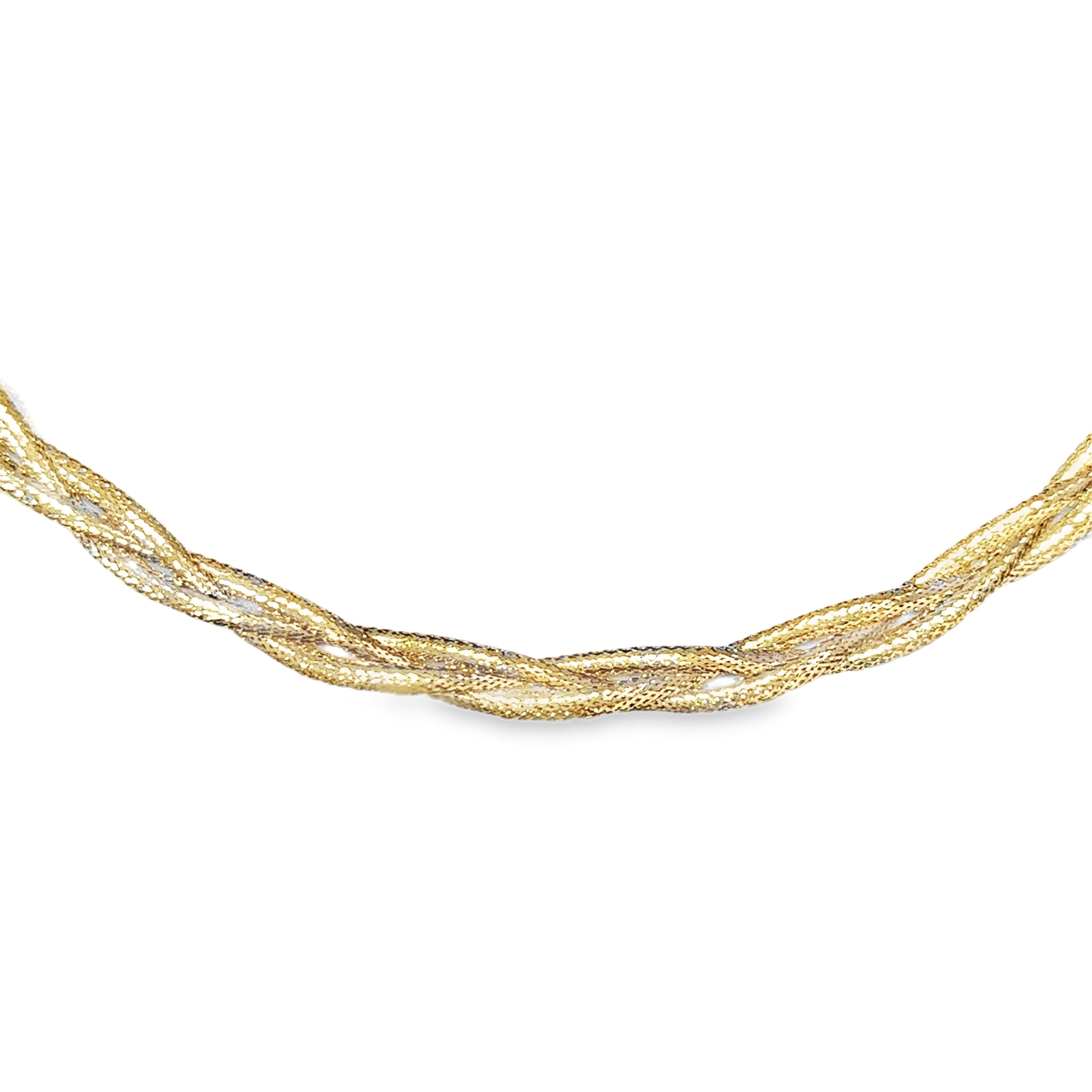 Collar Trenzado Elástico De Oro Amarillo De 14Kt