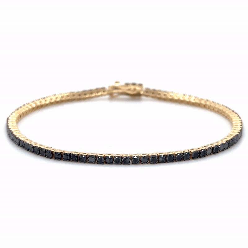 Brazalete De Tenis Con Diamantes Negros En Oro Amarillo De 14K, 2,58 Tcw
