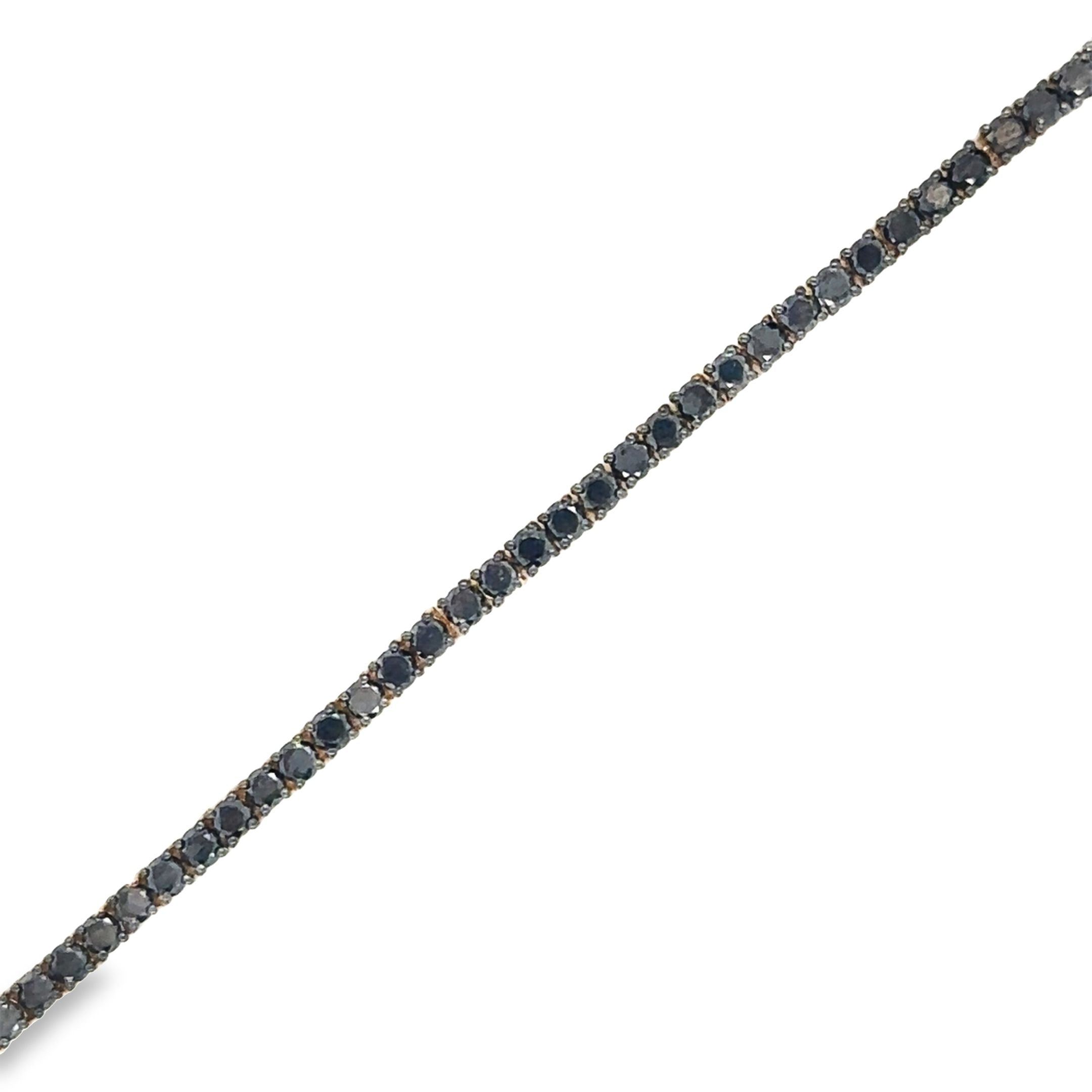 Brazalete De Tenis Con Diamantes Negros En Oro Amarillo De 14K, 2,58 Tcw