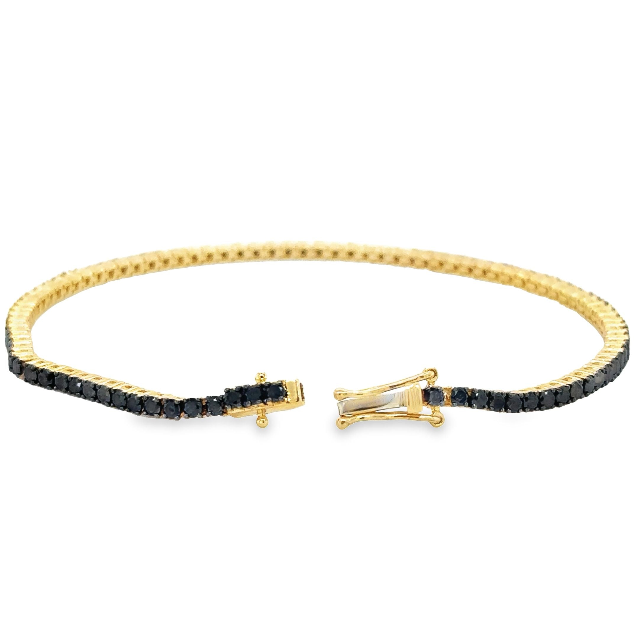 Brazalete De Tenis Con Diamantes Negros En Oro Amarillo De 14K, 2,58 Tcw