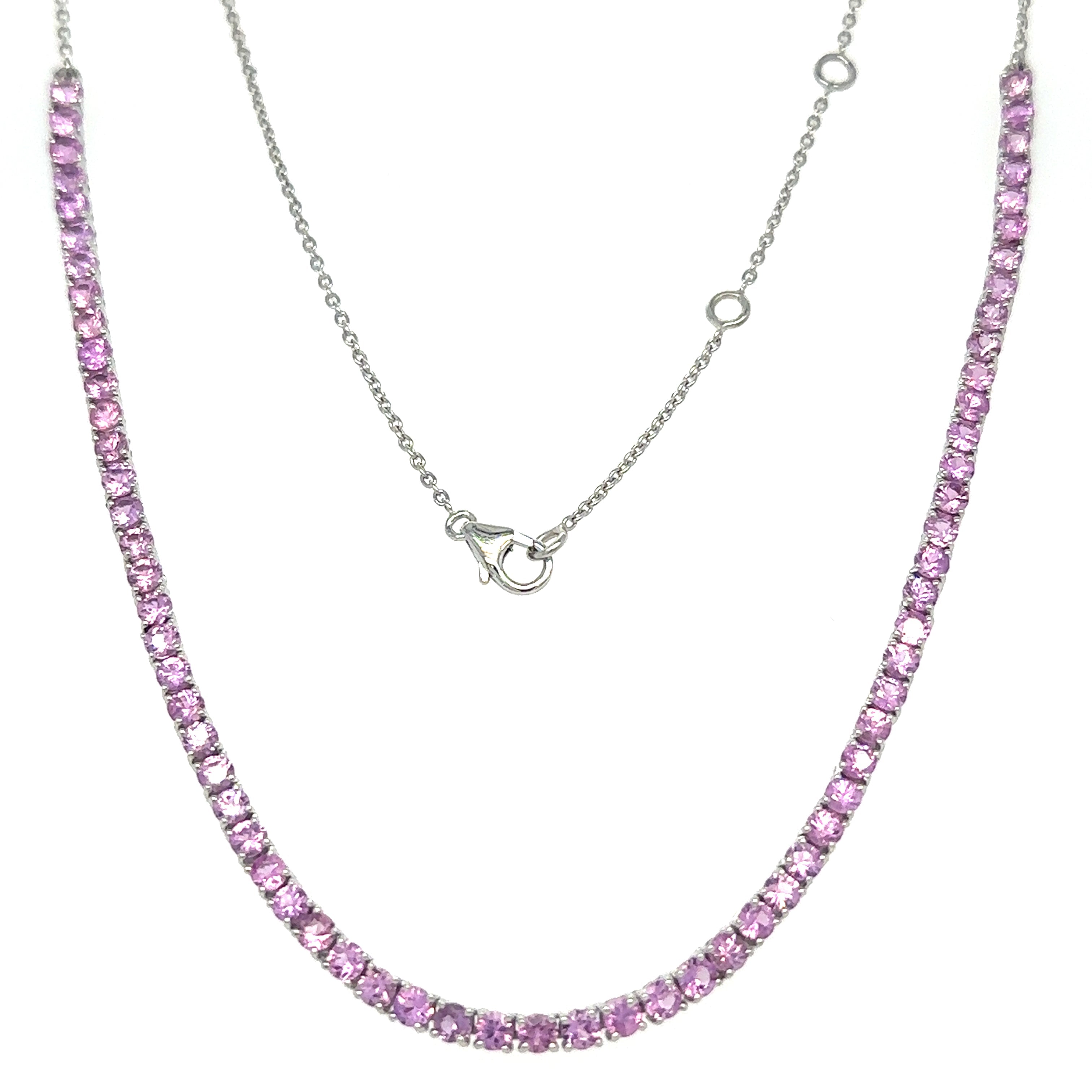 Collar Zafiro Rosa Oro Blanco 7.25 Ct.