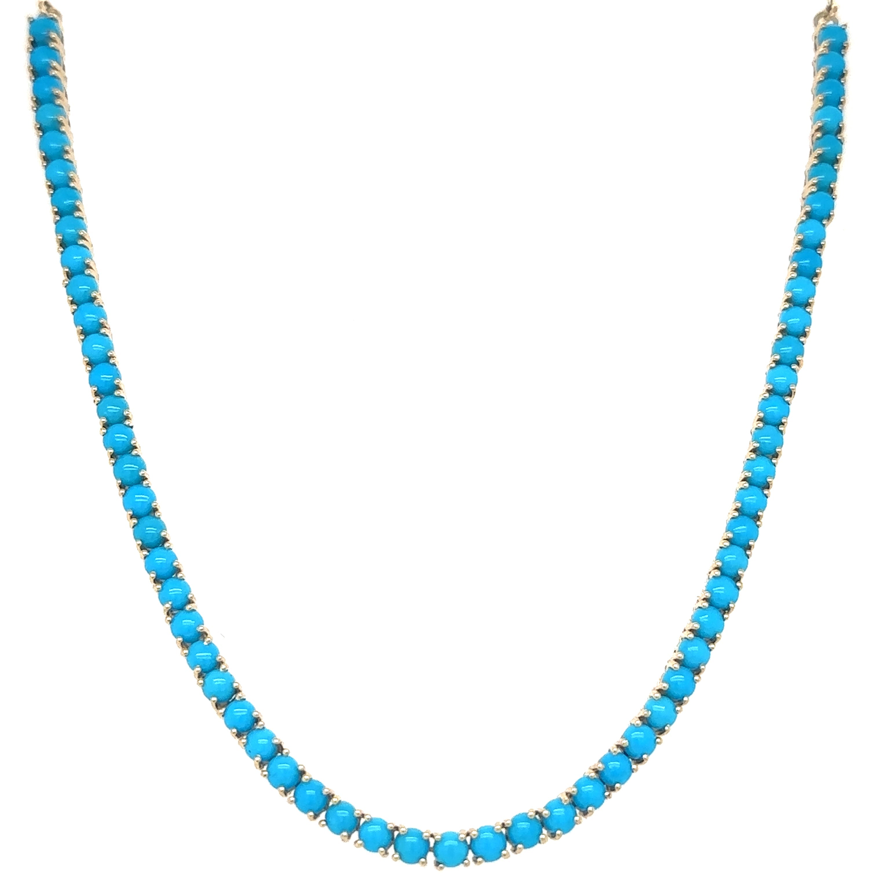 Collar de Turquesa en Oro Amarillo de 14K 8.80ct