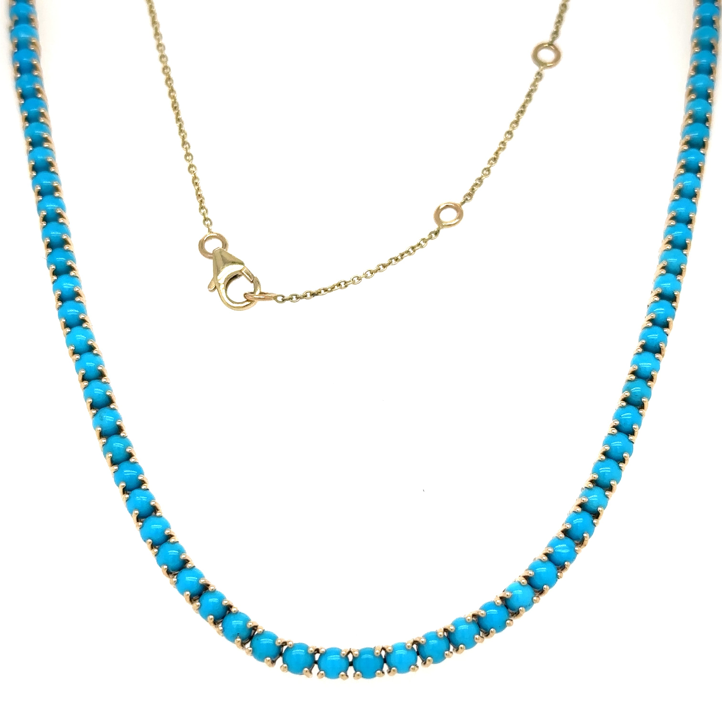 Collar de Turquesa en Oro Amarillo de 14K 8.80ct