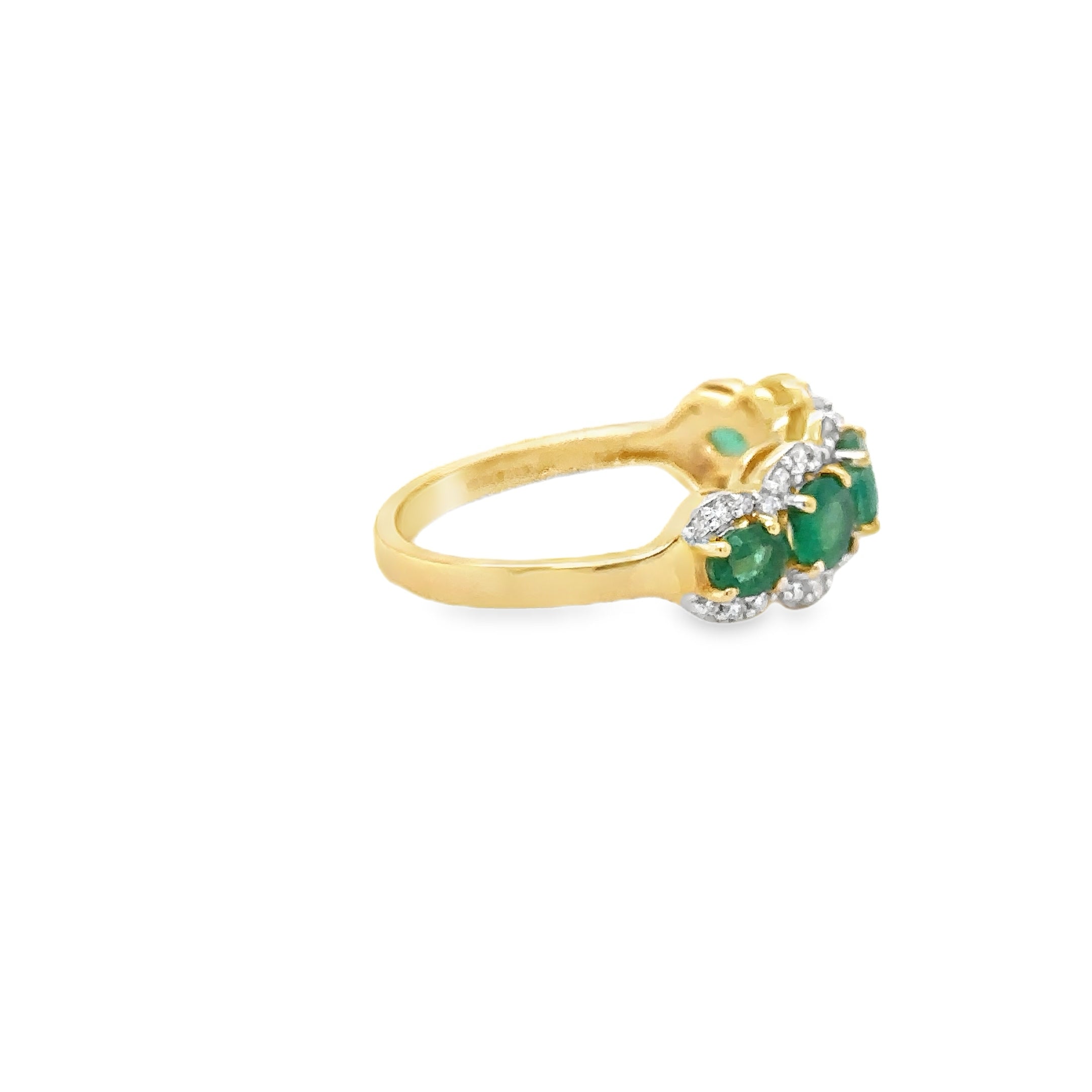 Anillo De Oro Amarillo De 14Kt Con Esmeralda Y Diamantes, 1.73 CT