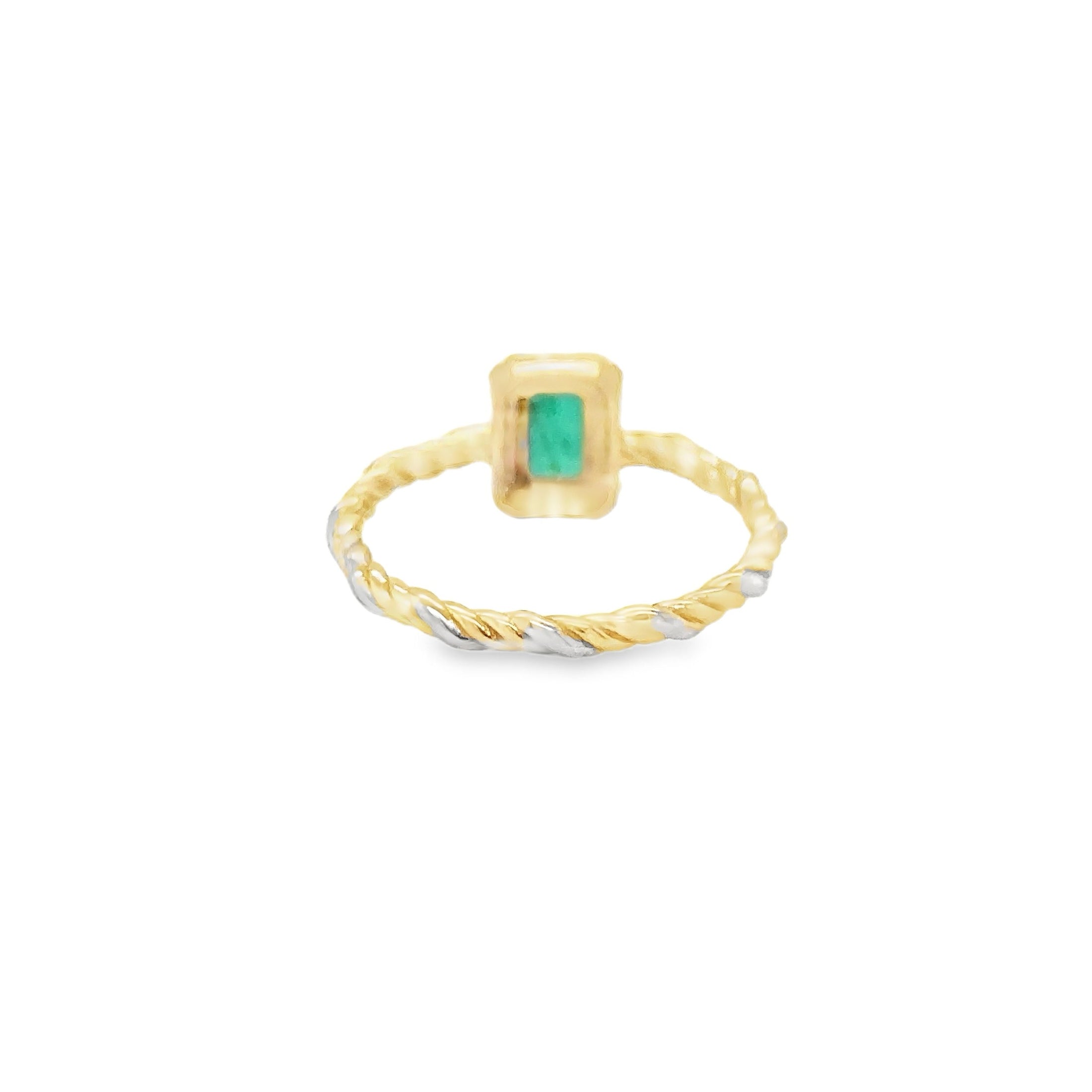 14Kt Yellow Gold Ring with Emerald and Diamonds, 0.54 CT