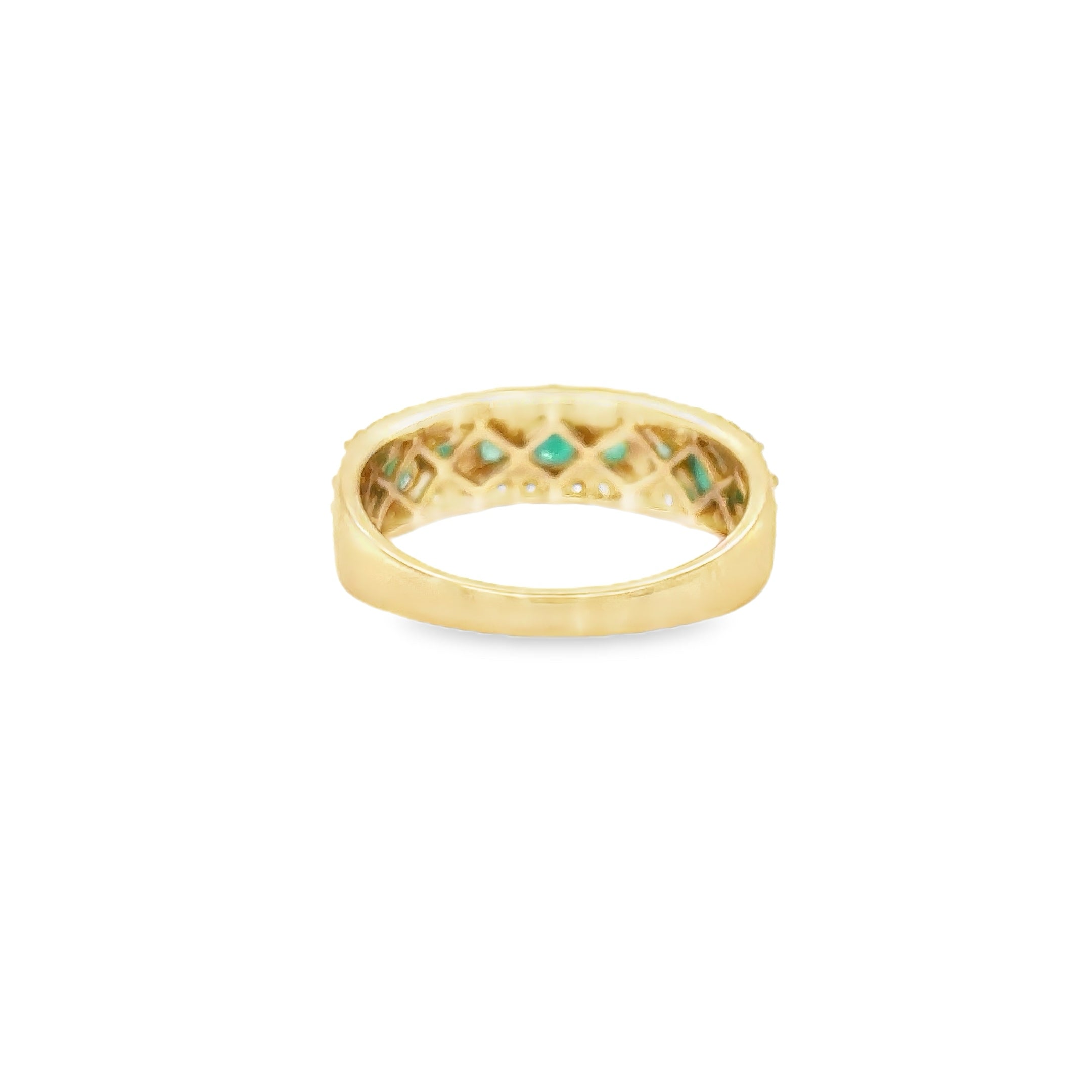 Anillo De Oro Amarillo De 14Kt Con Esmeralda Y Diamantes, 1.14 CT