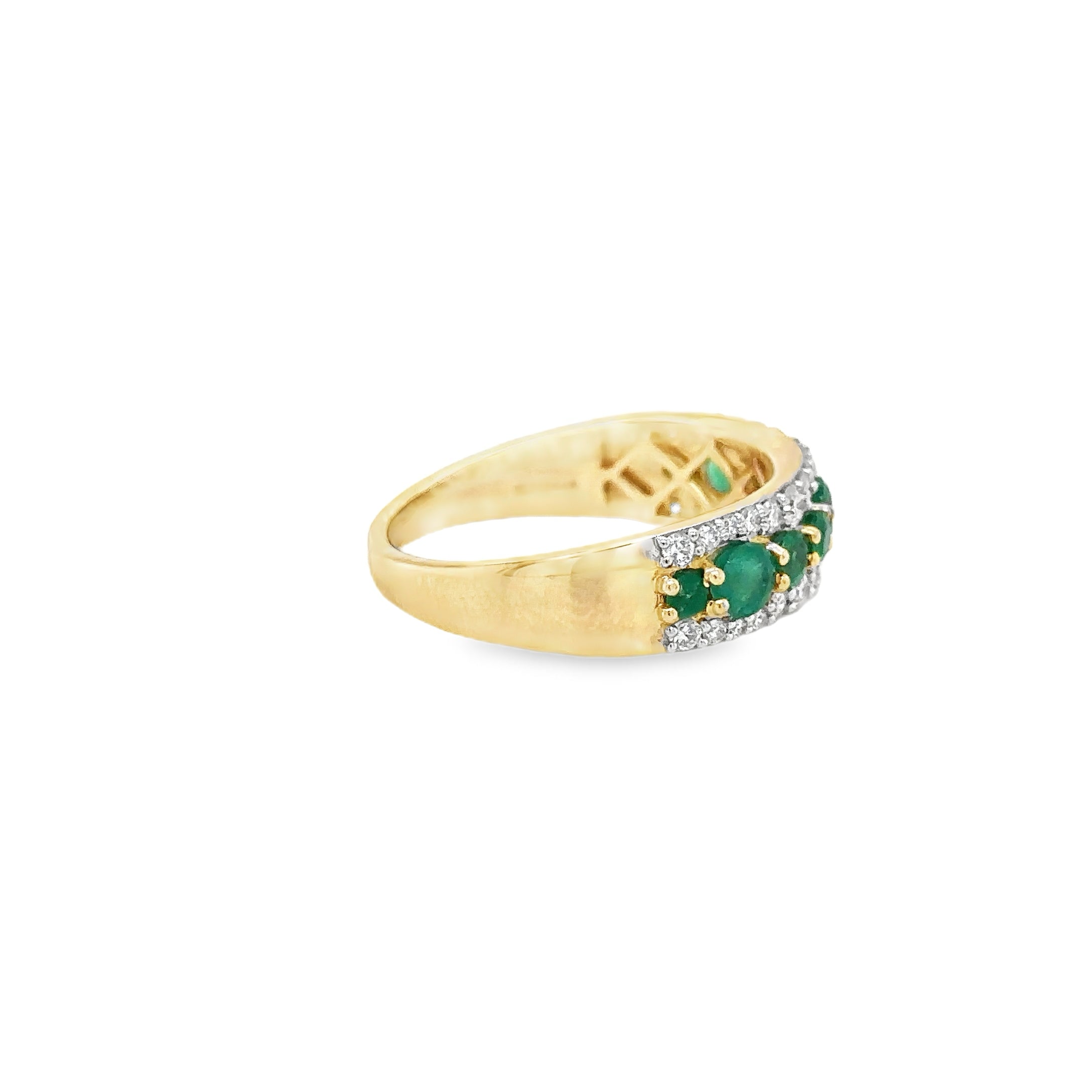 Anillo De Oro Amarillo De 14Kt Con Esmeralda Y Diamantes, 1.14 CT