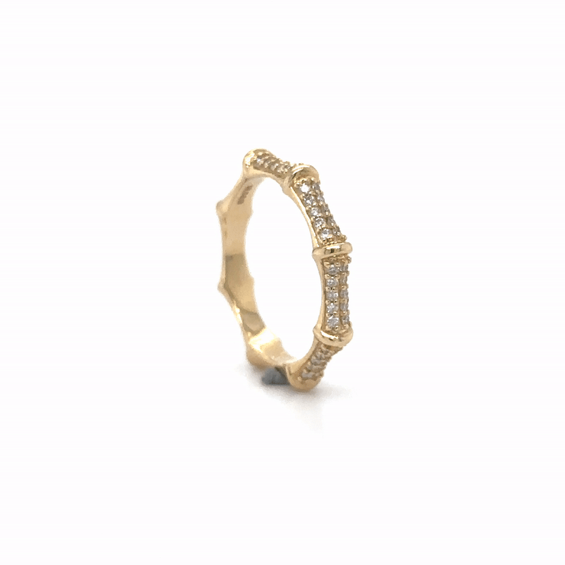 Anillo De Oro Amarillo De 14 Quilates Con Diamantes Media Banda 0.18 Ct.