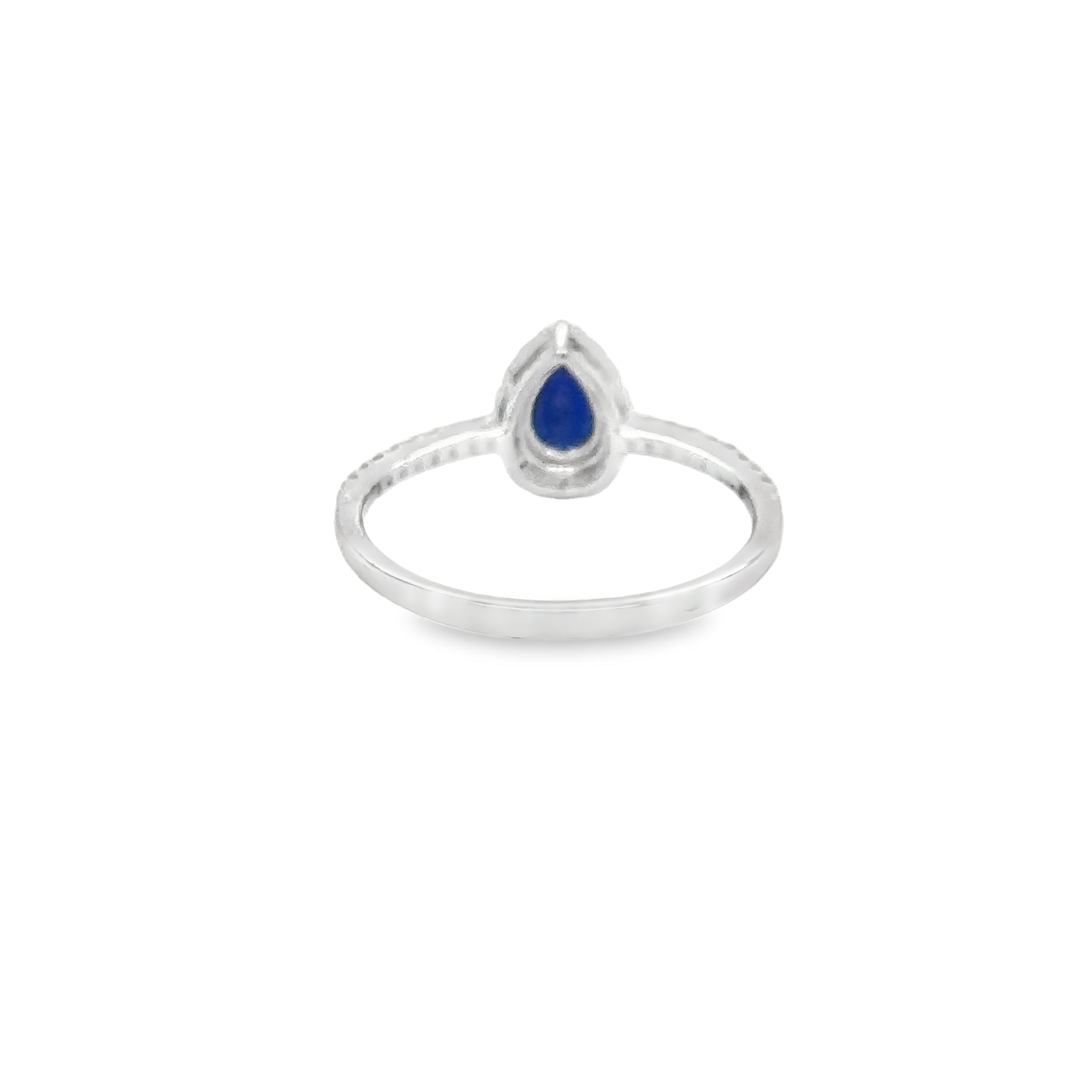 Anillo De Oro Blanco De 14K Zafiro Y Diamantes De Ceilán 0.82 Ct.