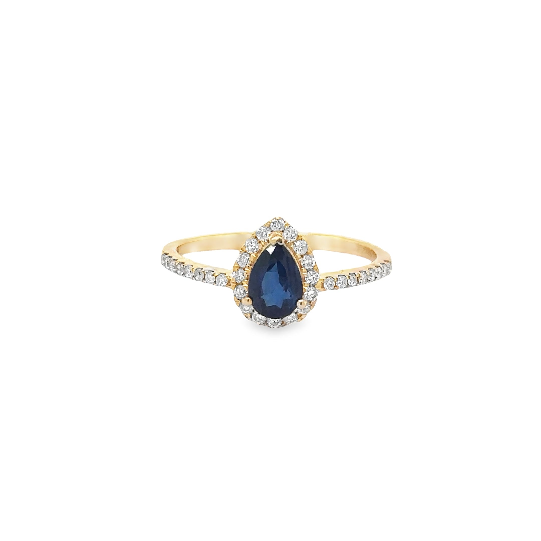 Anillo De Oro Amarillo De 14 Kt Zafiro Y Diamantes De Ceilán 1.24 Ct.