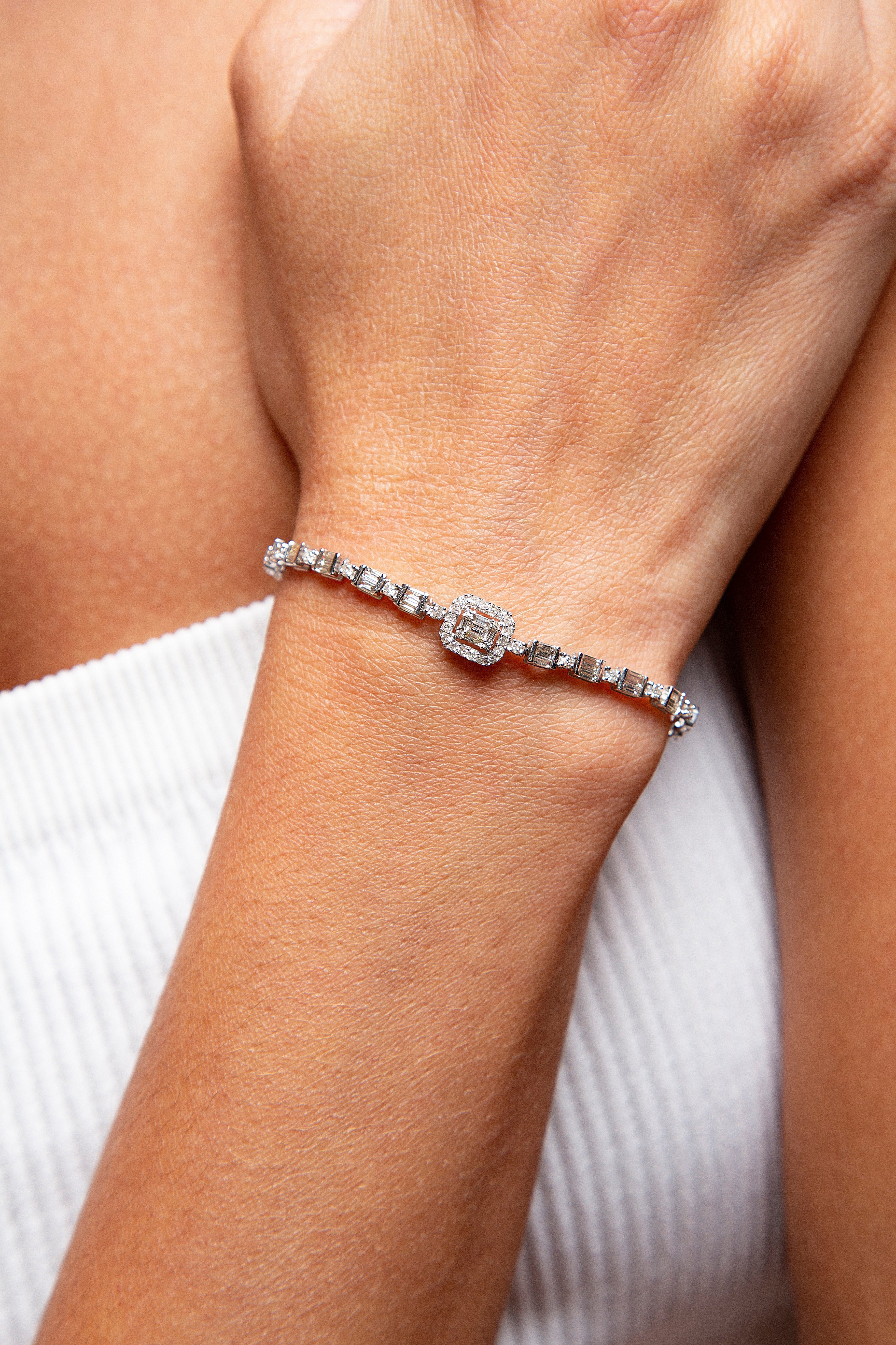 Pulsera Diamante Oro Blanco 14K 1.2 ct.