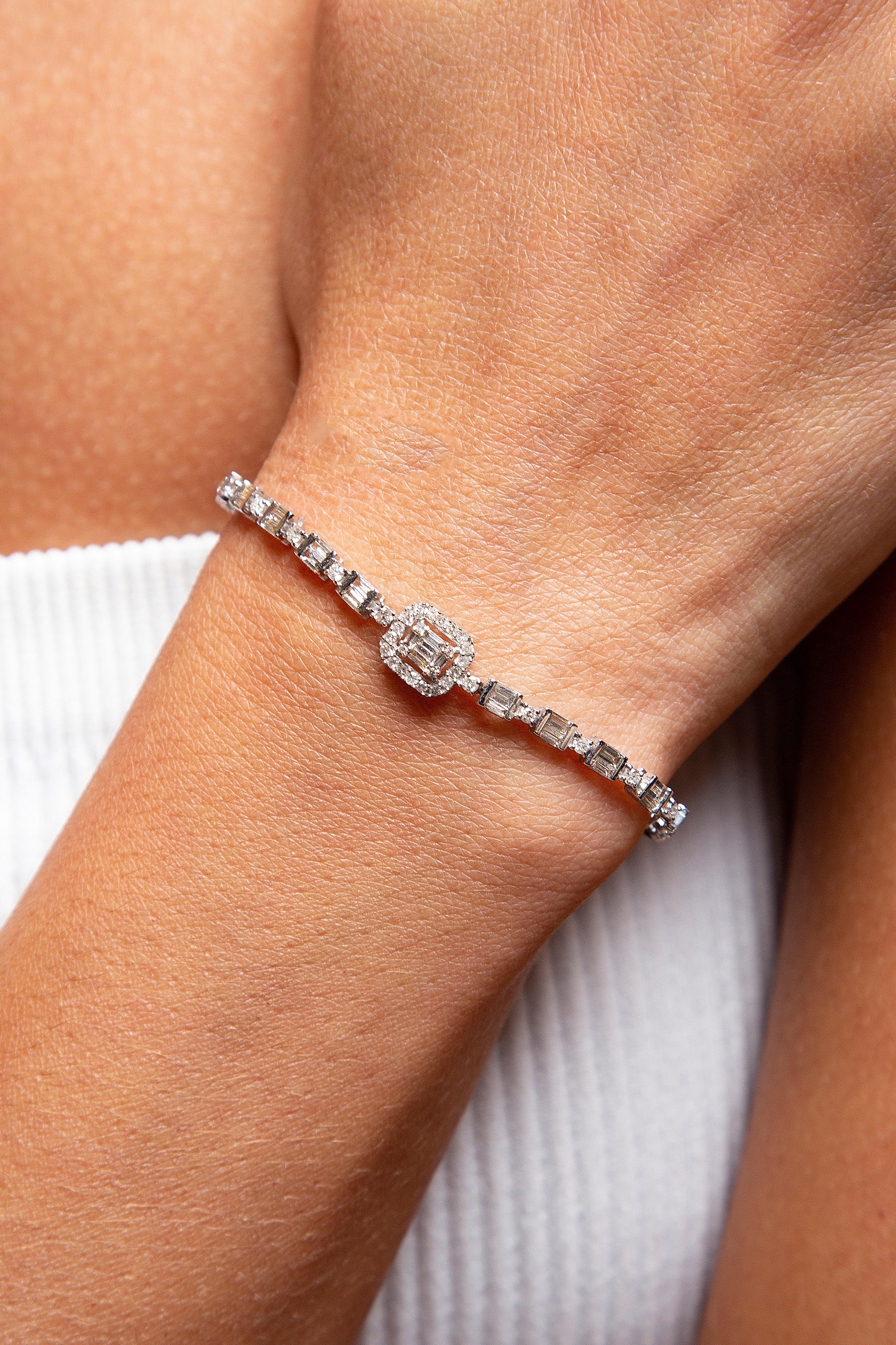 Pulsera Diamante Oro Blanco 14K 1.2 ct.