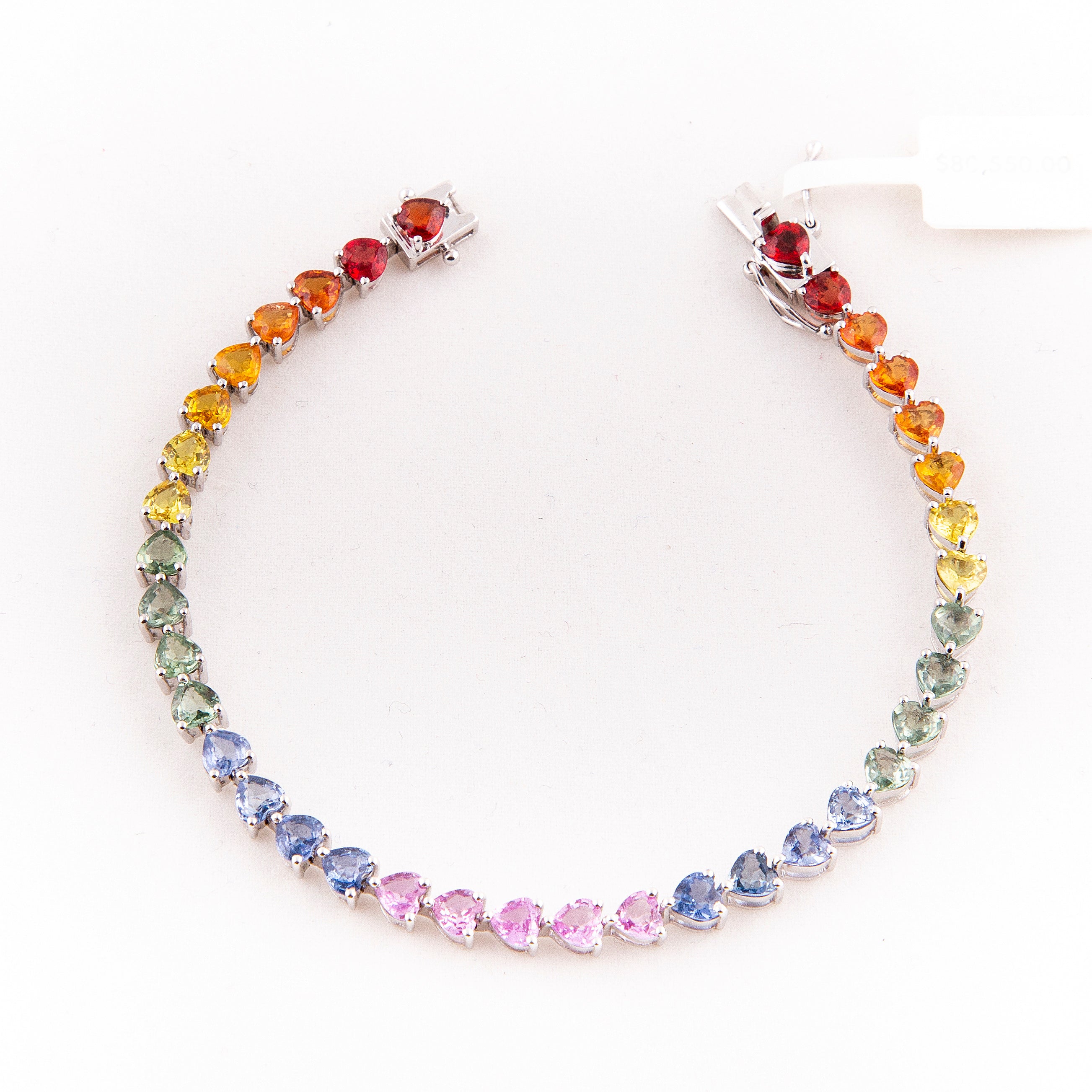 Pulsera Tennis Multi Zafiro Oro Blanco 14K 11.33 ct.