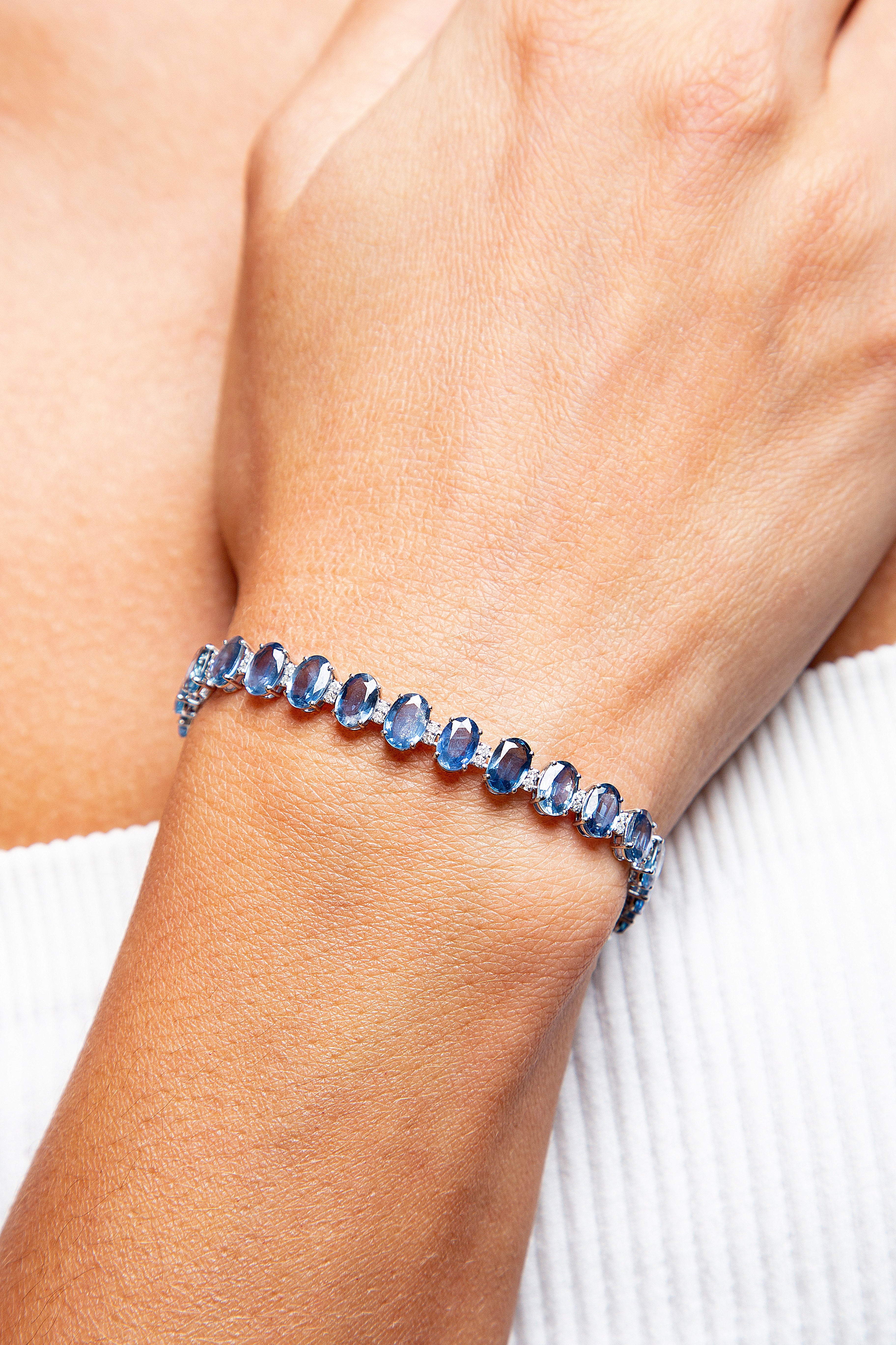 Pulsera Multi Shape Diamante Zafiro Oro Blanco 14K 15.86 ct.