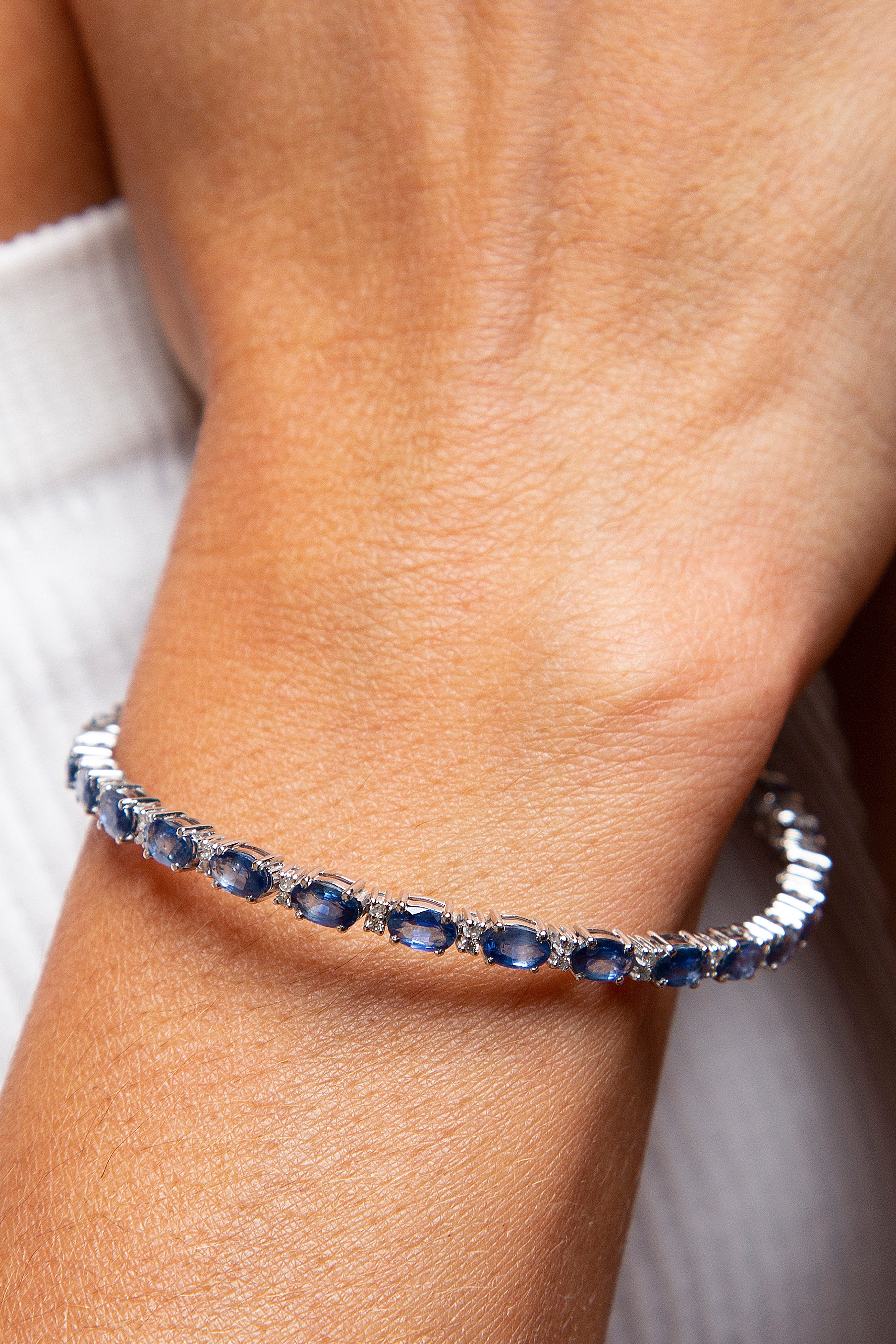 Pulsera Multi Shape Diamante Zafiro Oro Blanco 14K 8.62 ct.