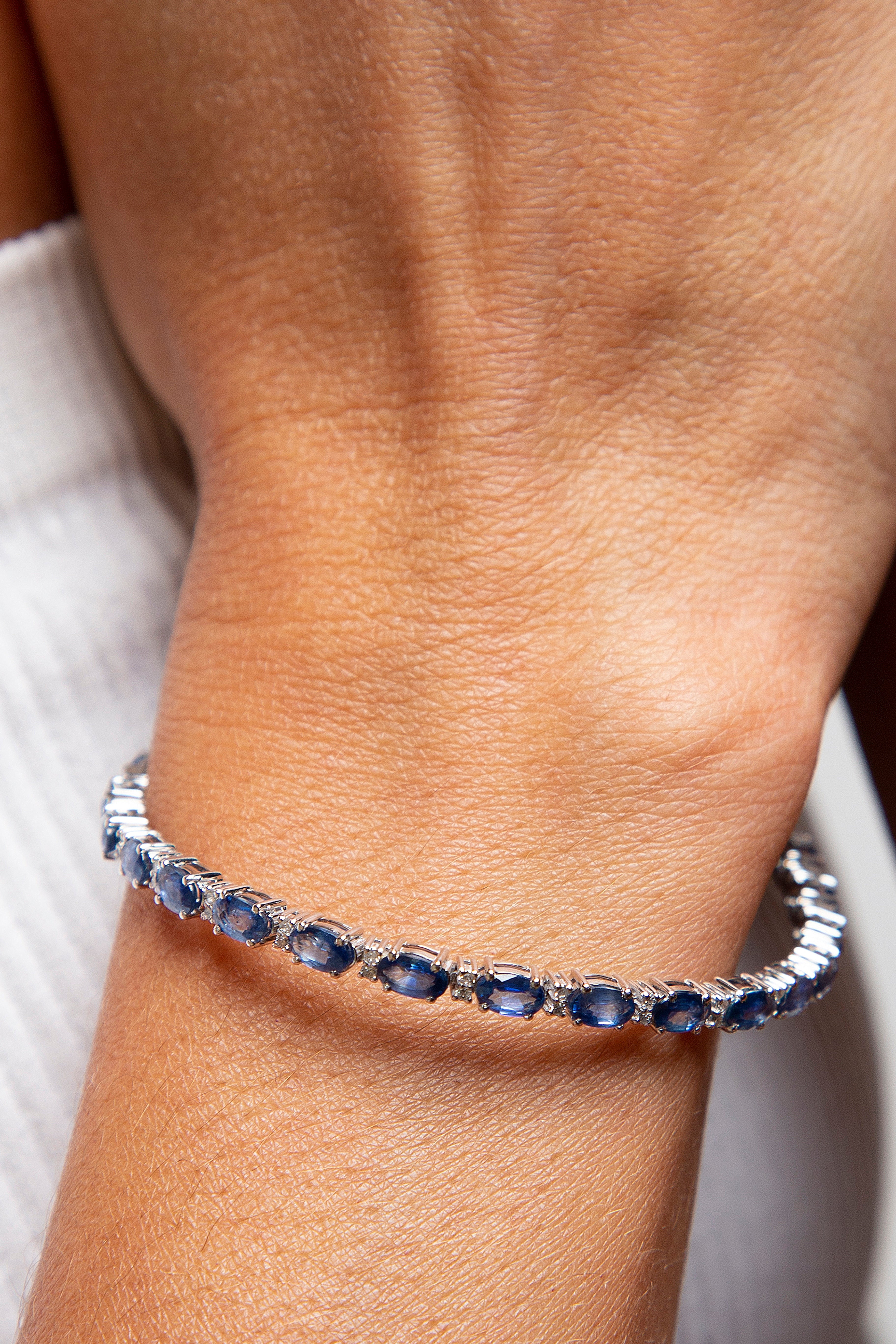 Pulsera Multi Shape Diamante Zafiro Oro Blanco 14K 8.62 ct.