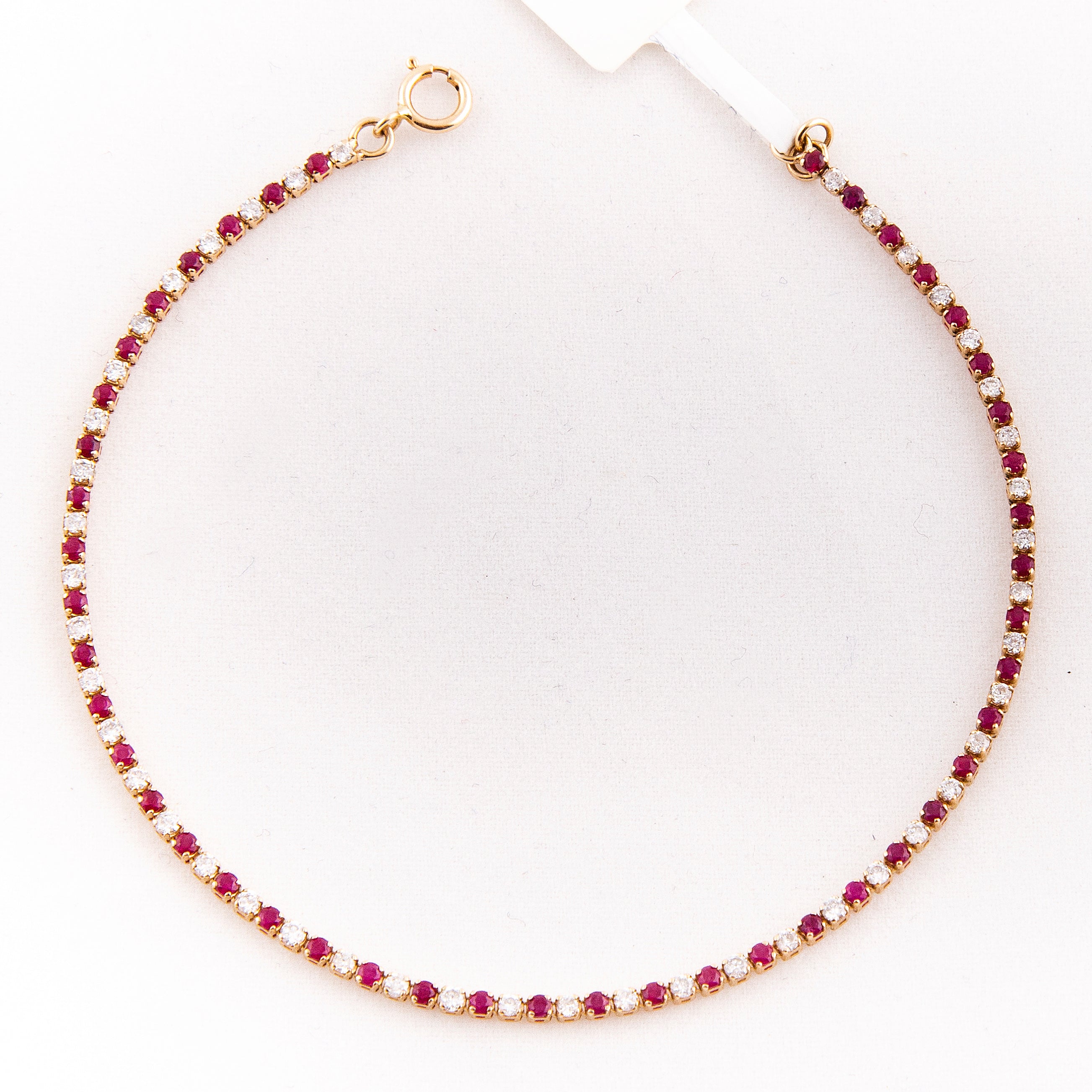 Pulsera Tennis Diamante Rubí Oro Amarillo 14K 1.49 ct.