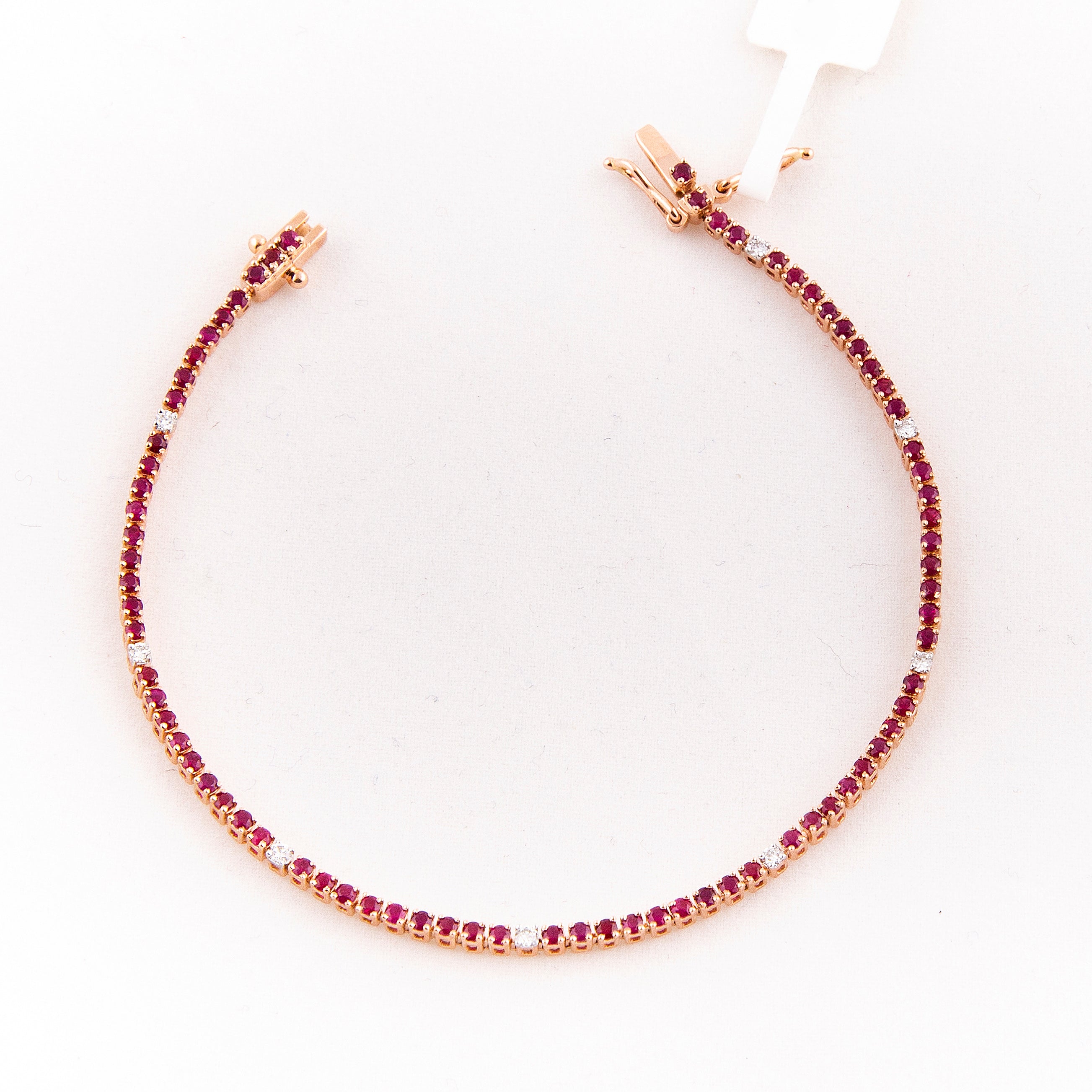 Pulsera Tennis Diamante Rubí Oro Amarillo 14K 2.92 ct.