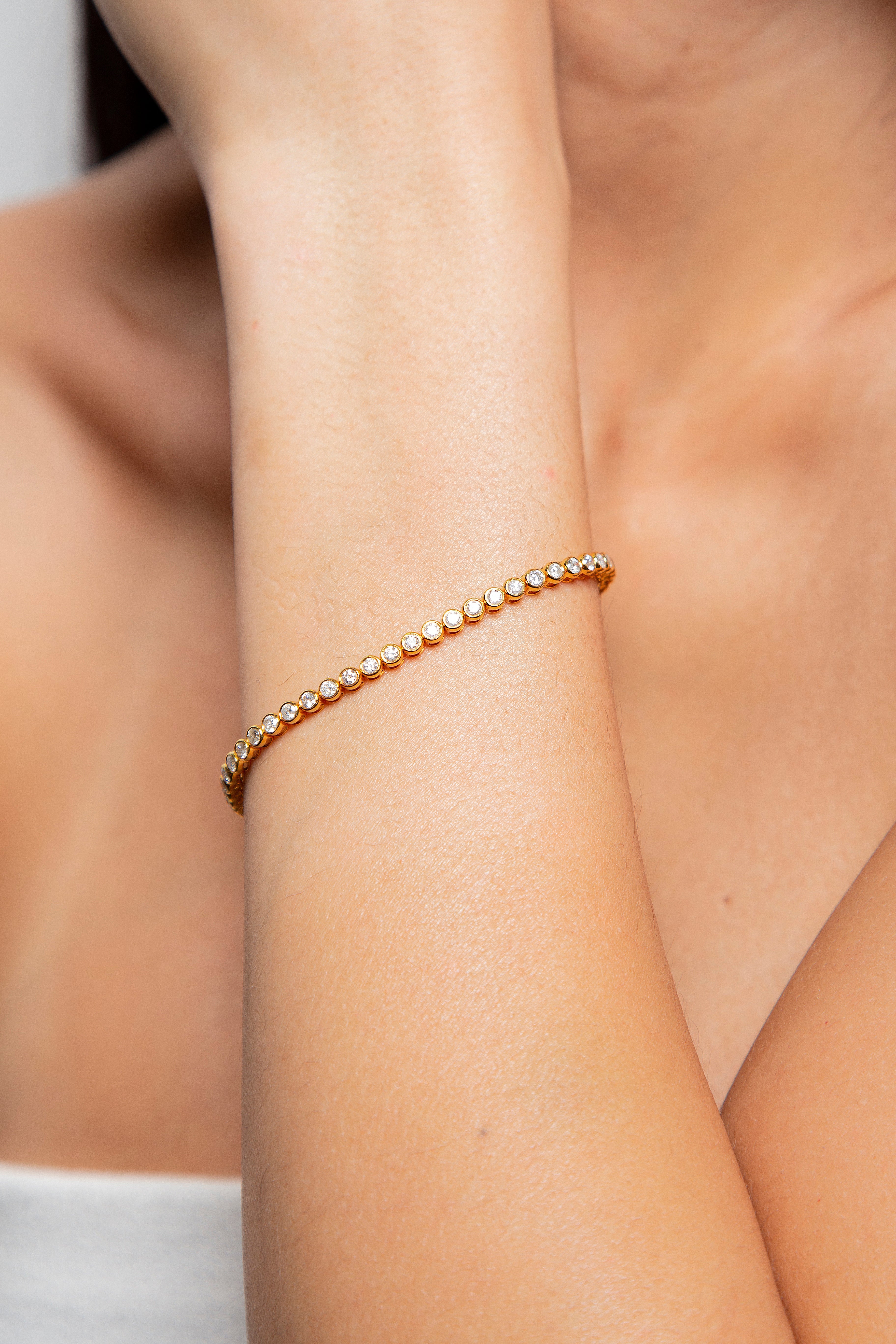Pulsera Tennis Bezel Diamante Oro Amarillo 14K 3 ct.