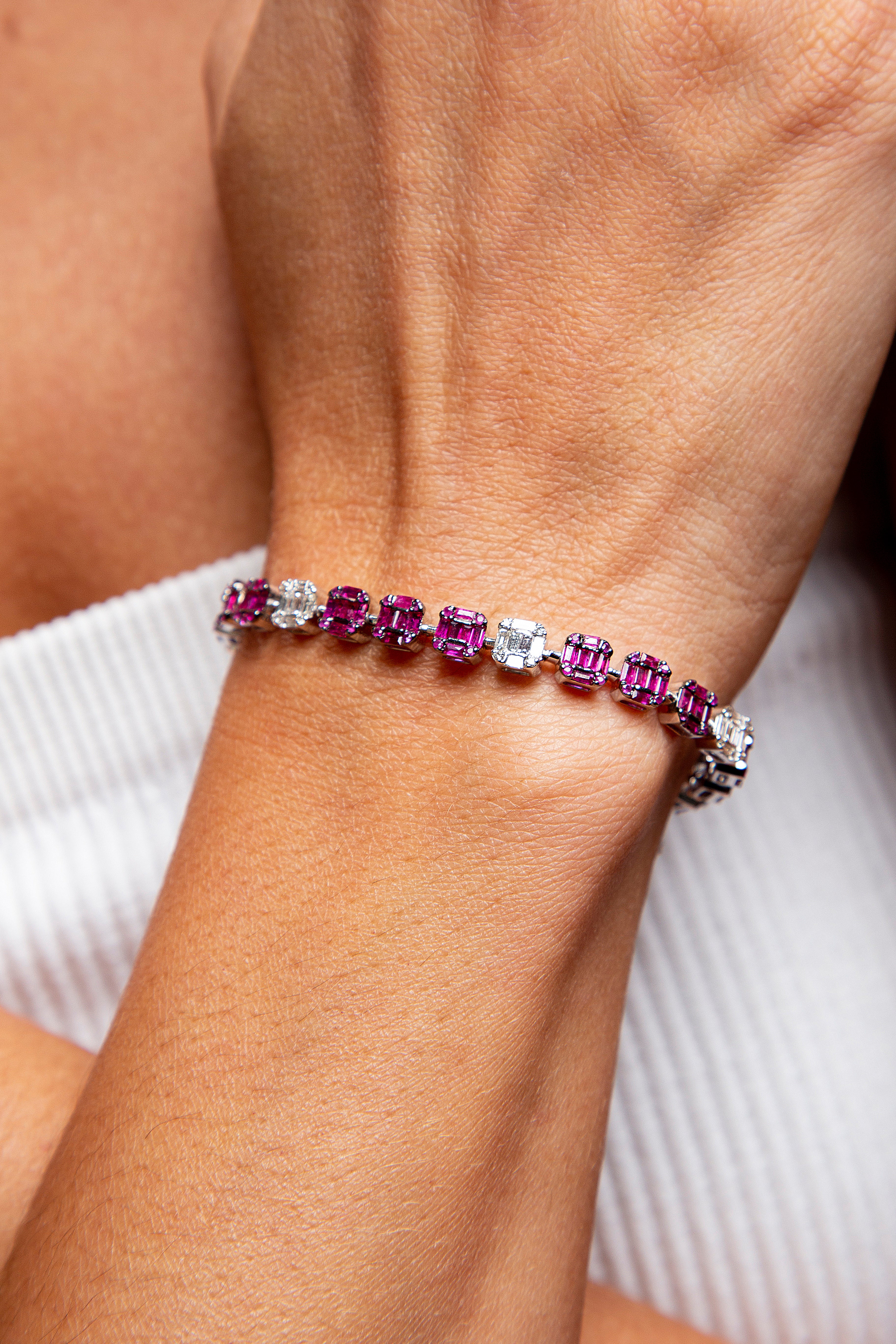 Pulsera Diamante Rubí Oro Blanco 18K  ct.