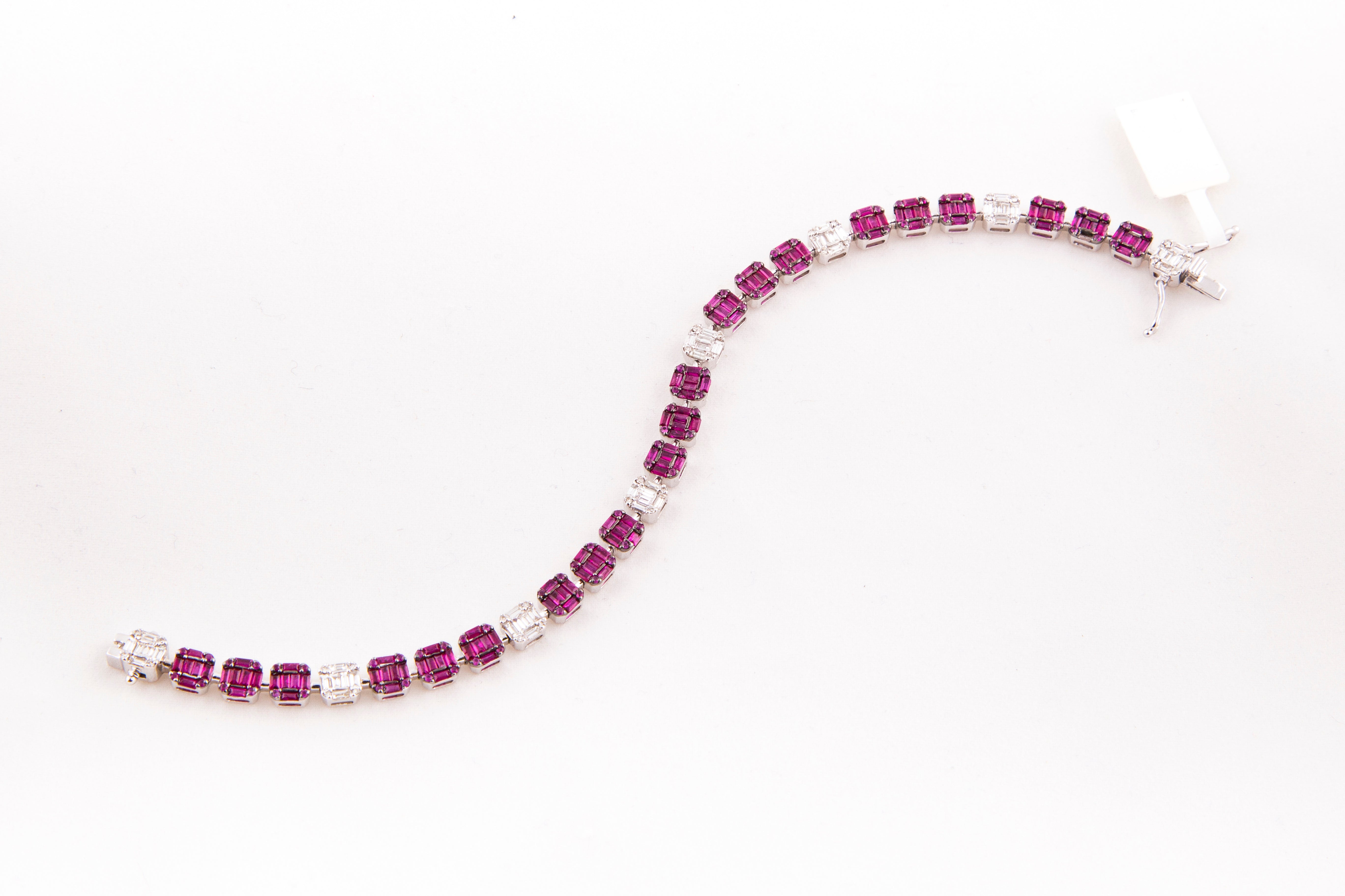 Pulsera Diamante Rubí Oro Blanco 18K  ct.