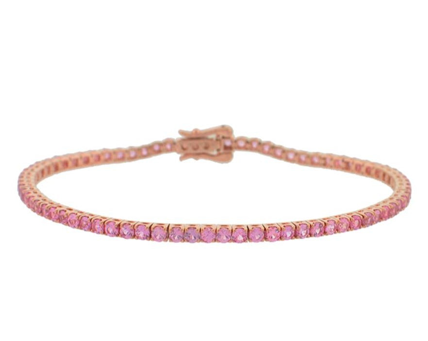 Pulsera En Oro Rosa De 14K Con Zafiro Rosa 5.0 Ct