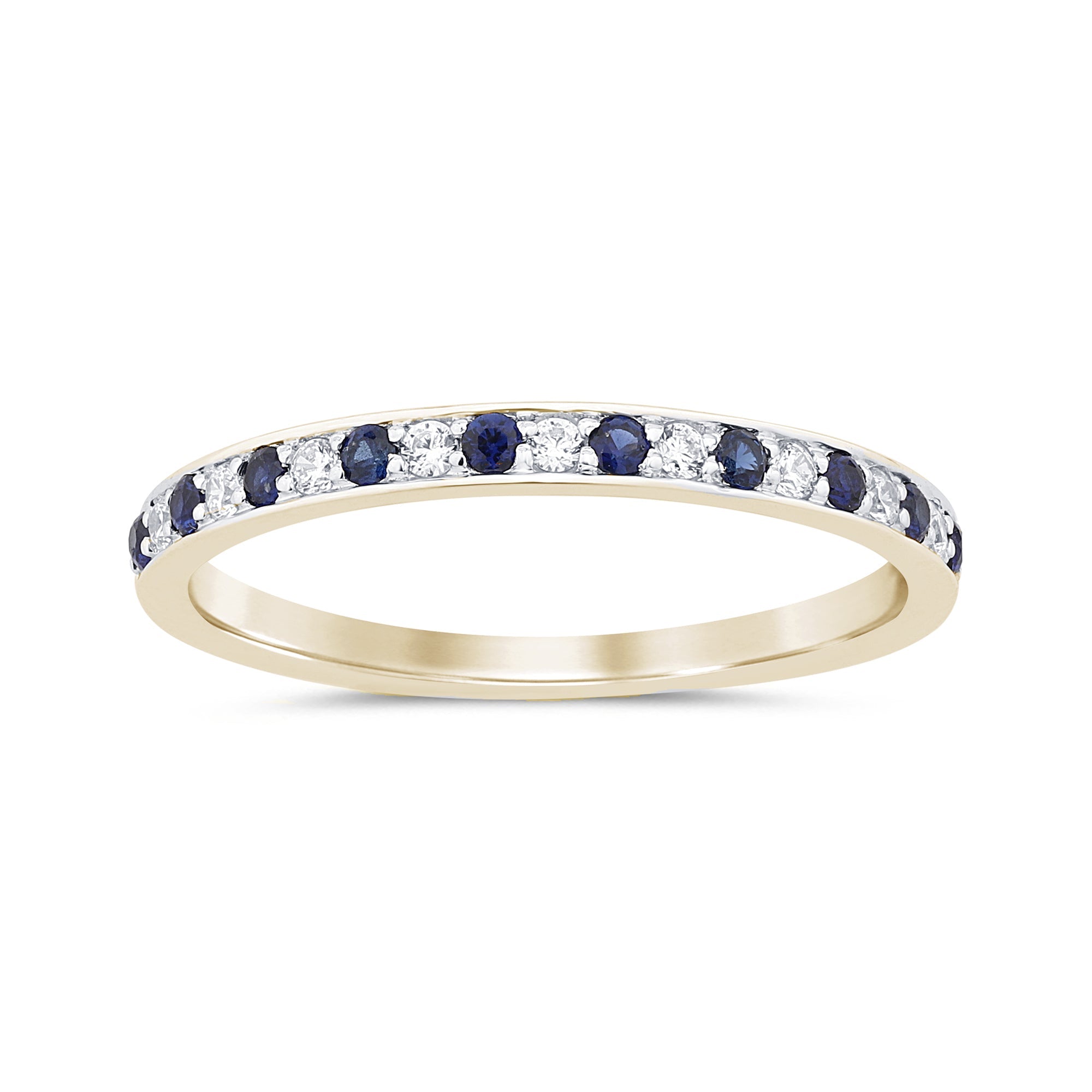 Anillo de oro amarillo de 14K con diamantes y zafiro azul, 0.25CT.