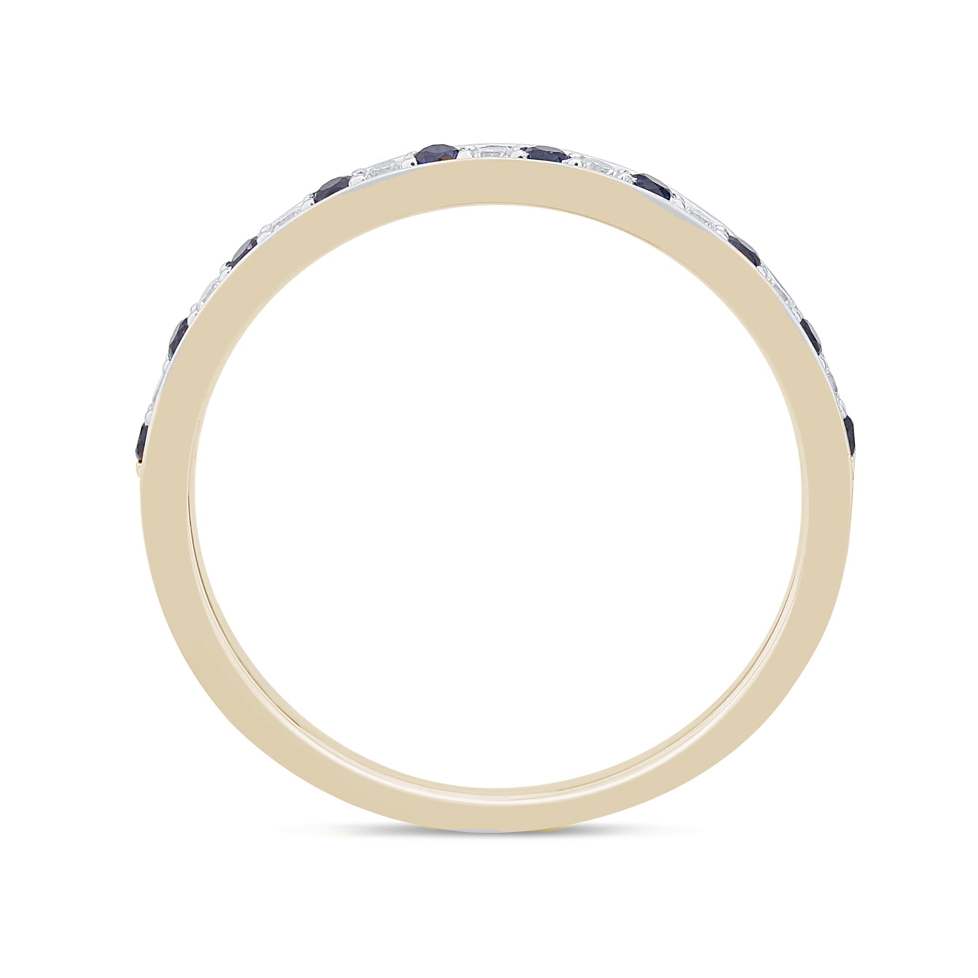 Anillo de oro amarillo de 14K con diamantes y zafiro azul, 0.25CT.