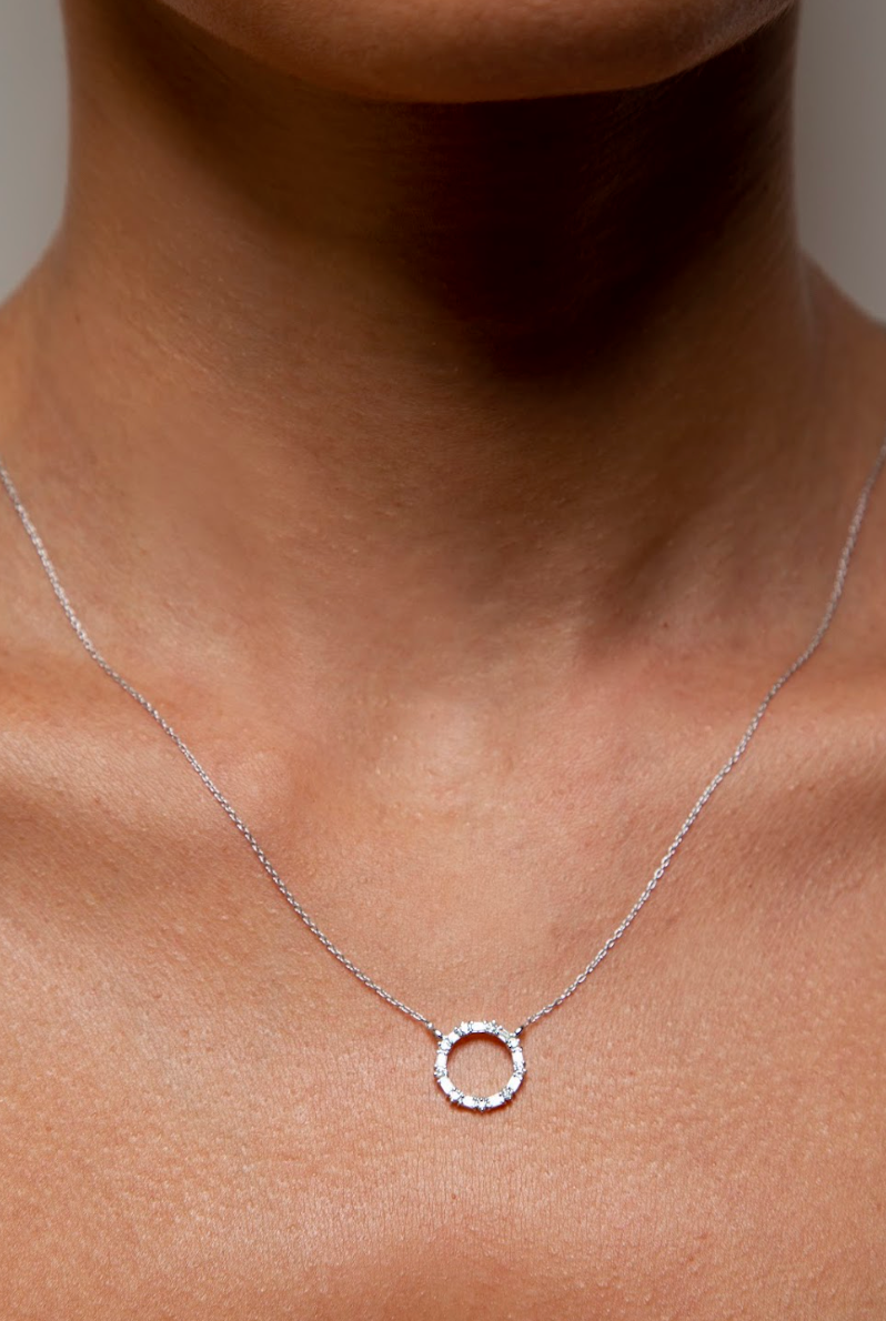 Collar Dije Diamante Oro Blanco 14K 0.23 ct.