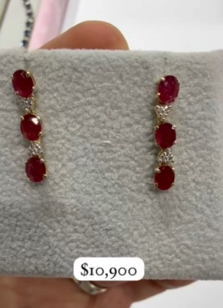 Aretes rubi oro 14k