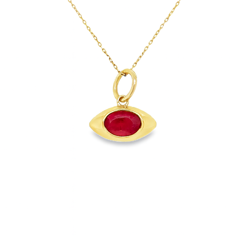 Colgante De Ojo Malvado De Rubí De Oro Amarillo De 14Kt 0.9 Ct.