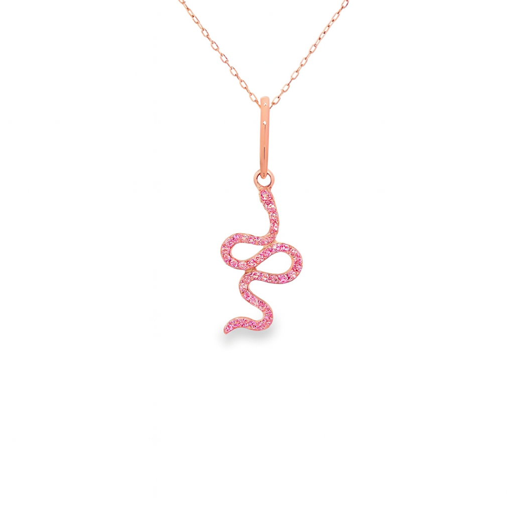 Colgante Serpiente De Zafiro Rosa De Oro Rosa De 14K 0.12 Ct.