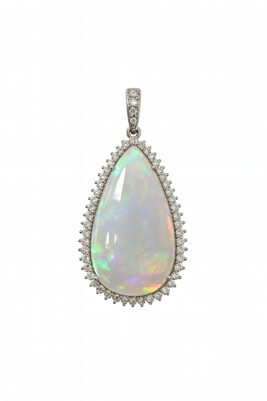 Colgante De Ópalo De Oro Blanco De 14 Quilates Con Diamantes 21.52 Ct.