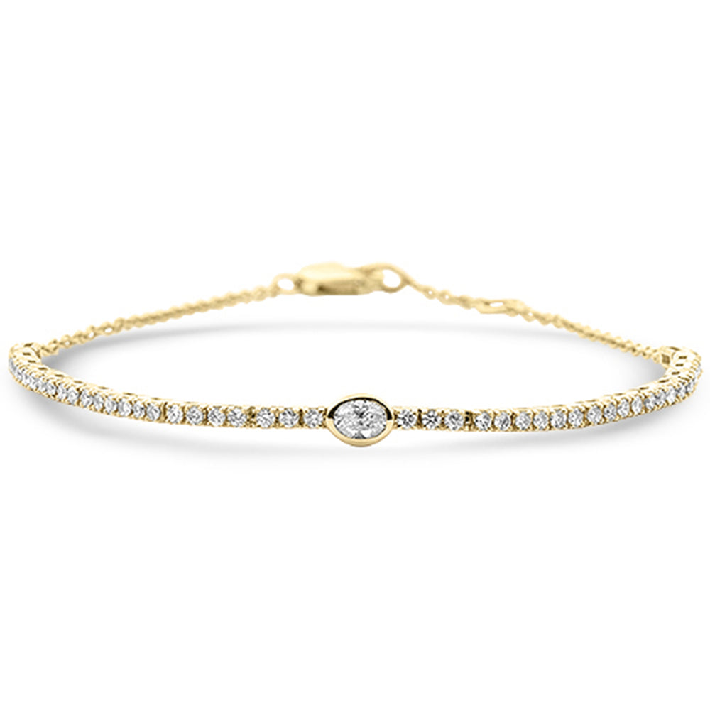 Pulsera Tennis Cadena De Diamante En Oro Amarillo De 14K .76Ct